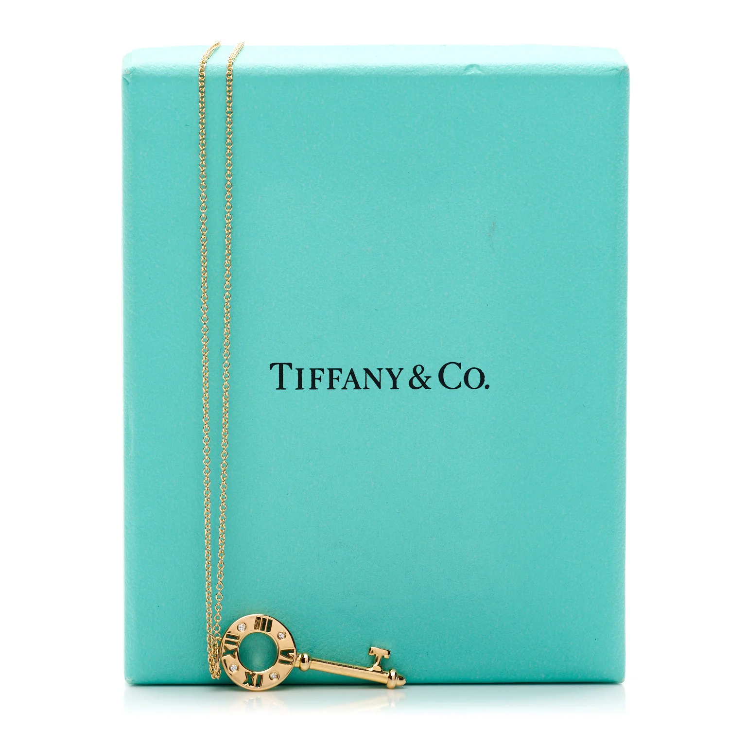 18K Rose Gold Diamond Atlas Pierced Key Pendant Necklace - Image 6