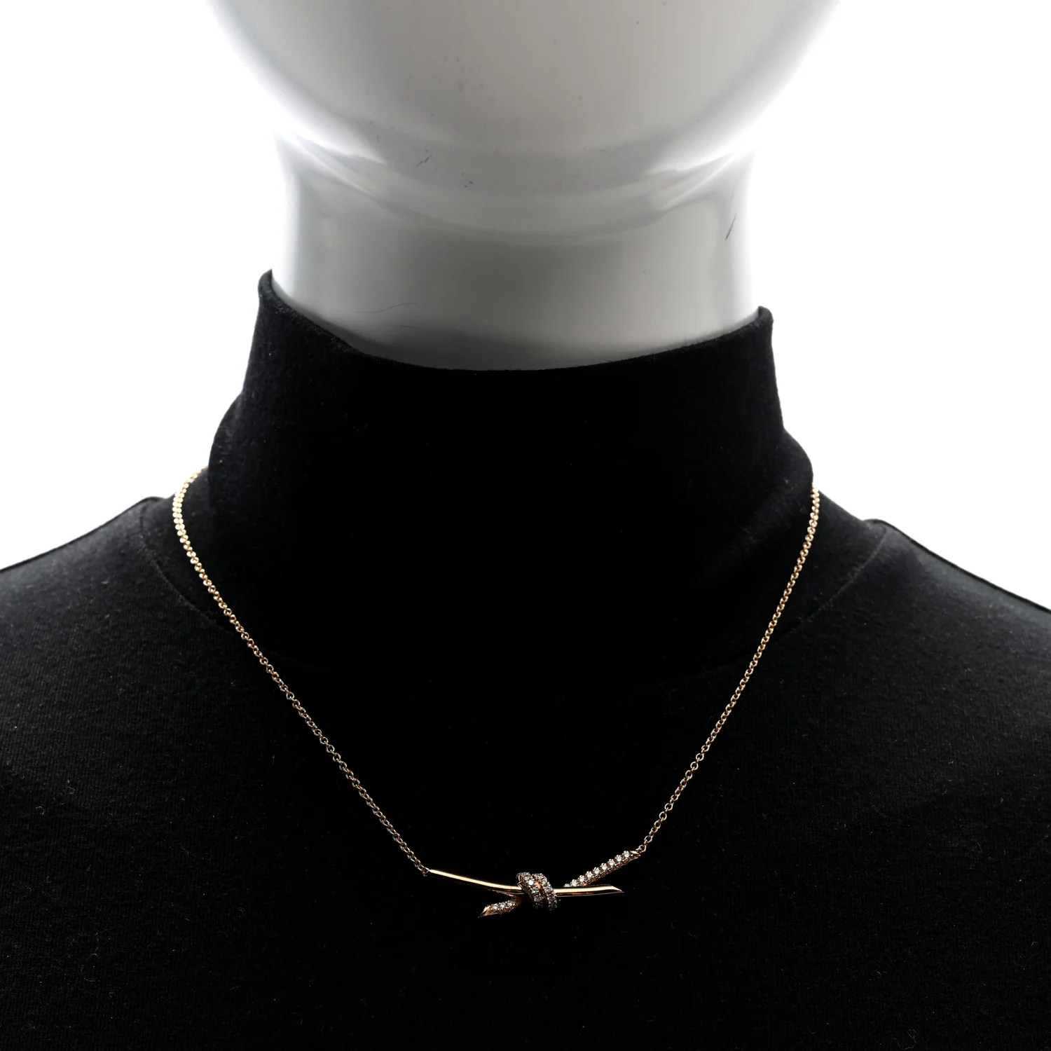 18K Rose Gold Diamond Knot Necklace - Image 2