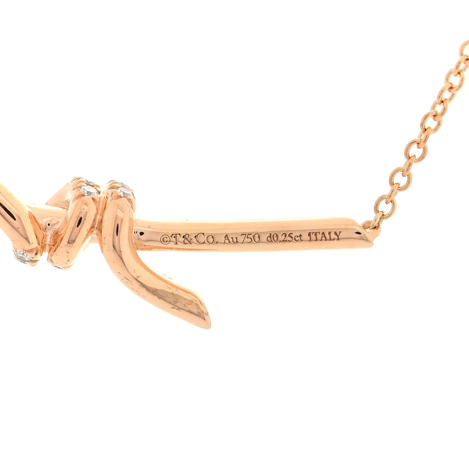 18K Rose Gold Diamond Knot Necklace - Image 4