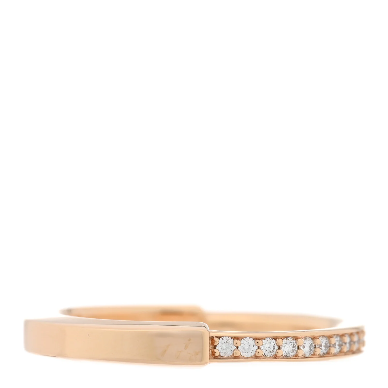 18K Rose Gold Diamond Lock Ring 49 4.75