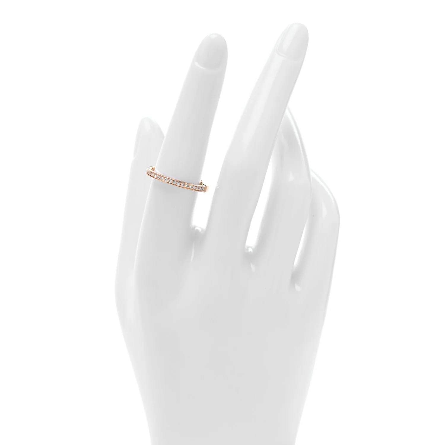 18K Rose Gold Diamond Lock Ring 50 5.5 - Image 2