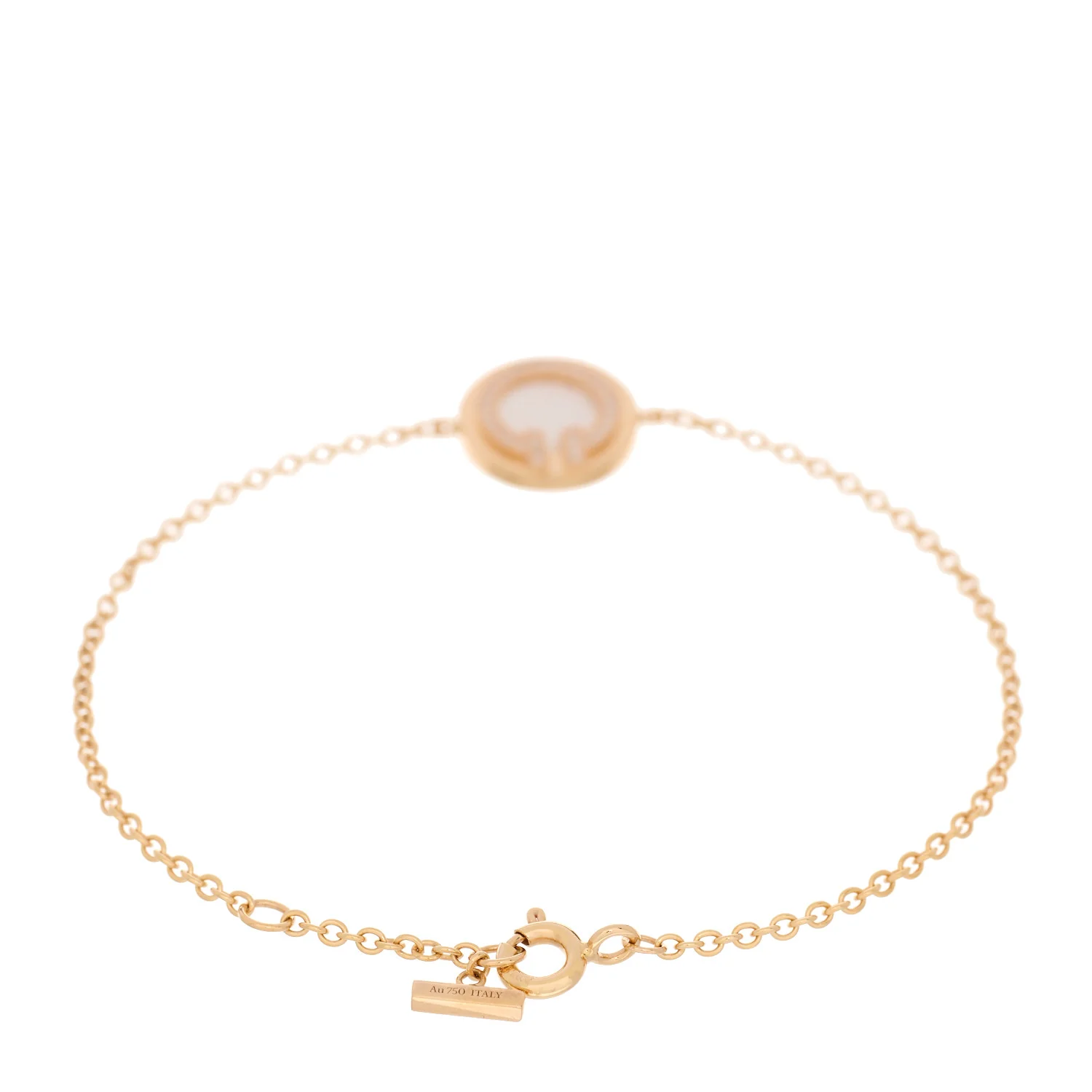 18K Rose Gold Diamond Mother of Pearl T Circle Bracelet - Image 2