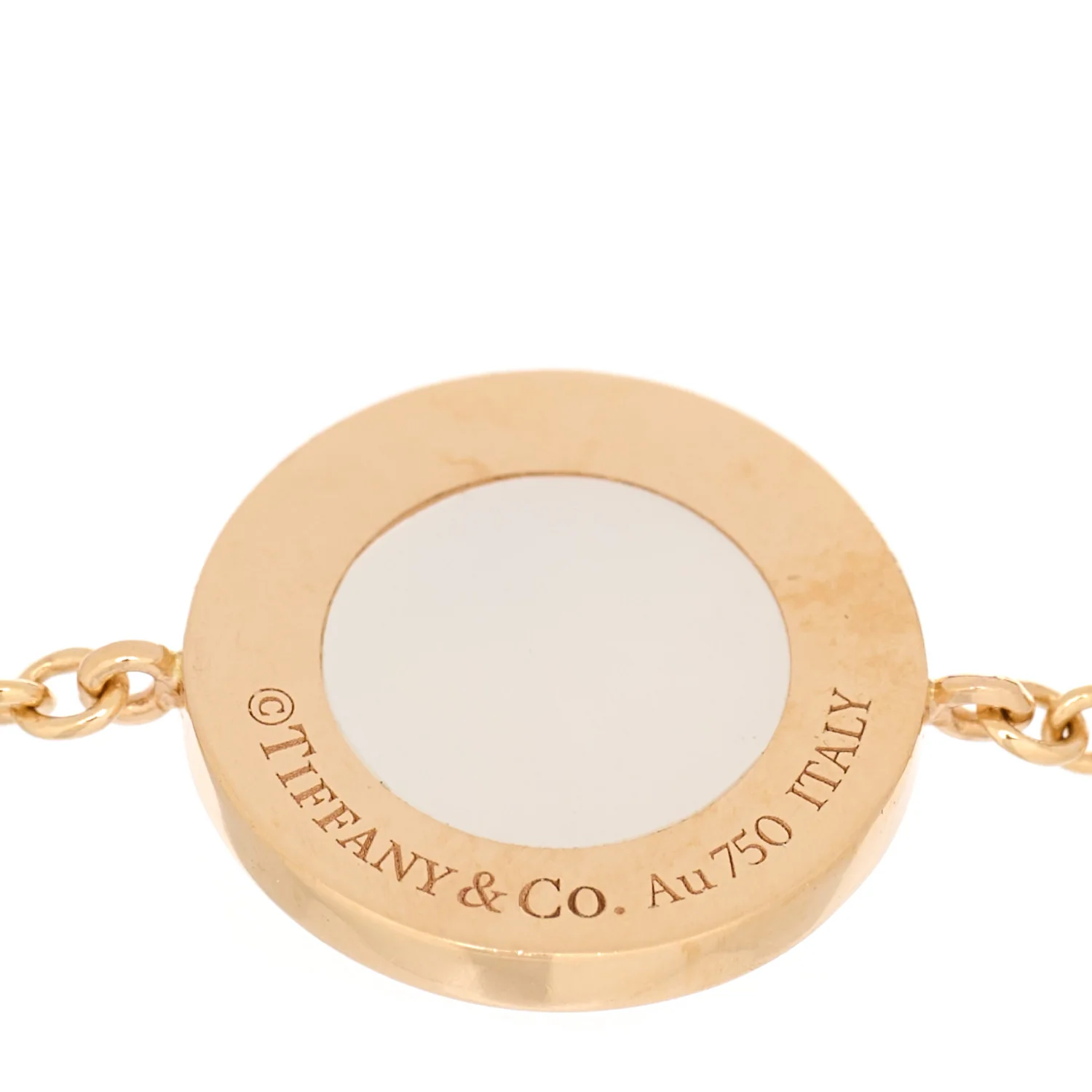 18K Rose Gold Diamond Mother of Pearl T Circle Bracelet - Image 3