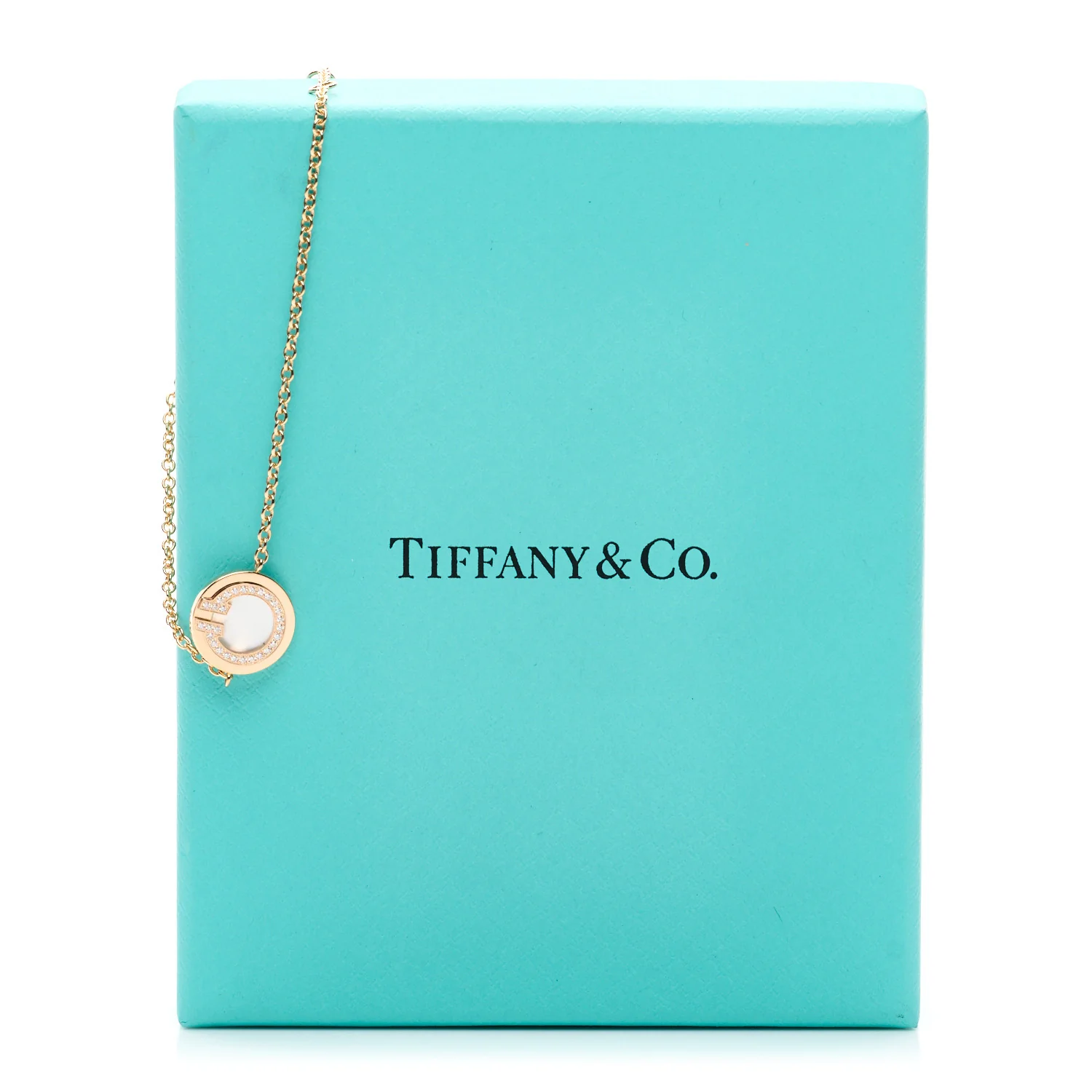 18K Rose Gold Diamond Mother of Pearl T Circle Bracelet - Image 4