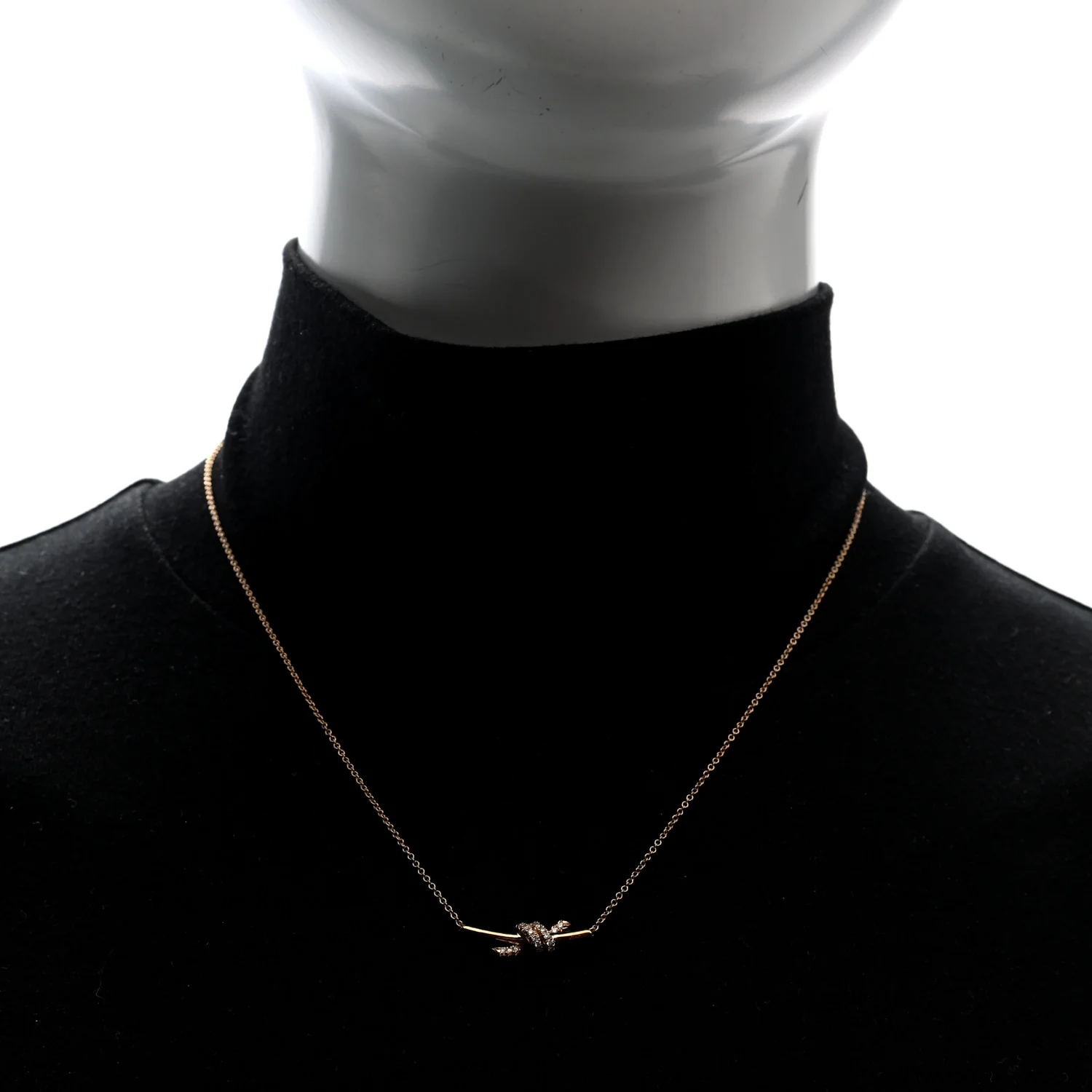 18K Rose Gold Diamond Small Knot Necklace - Image 2
