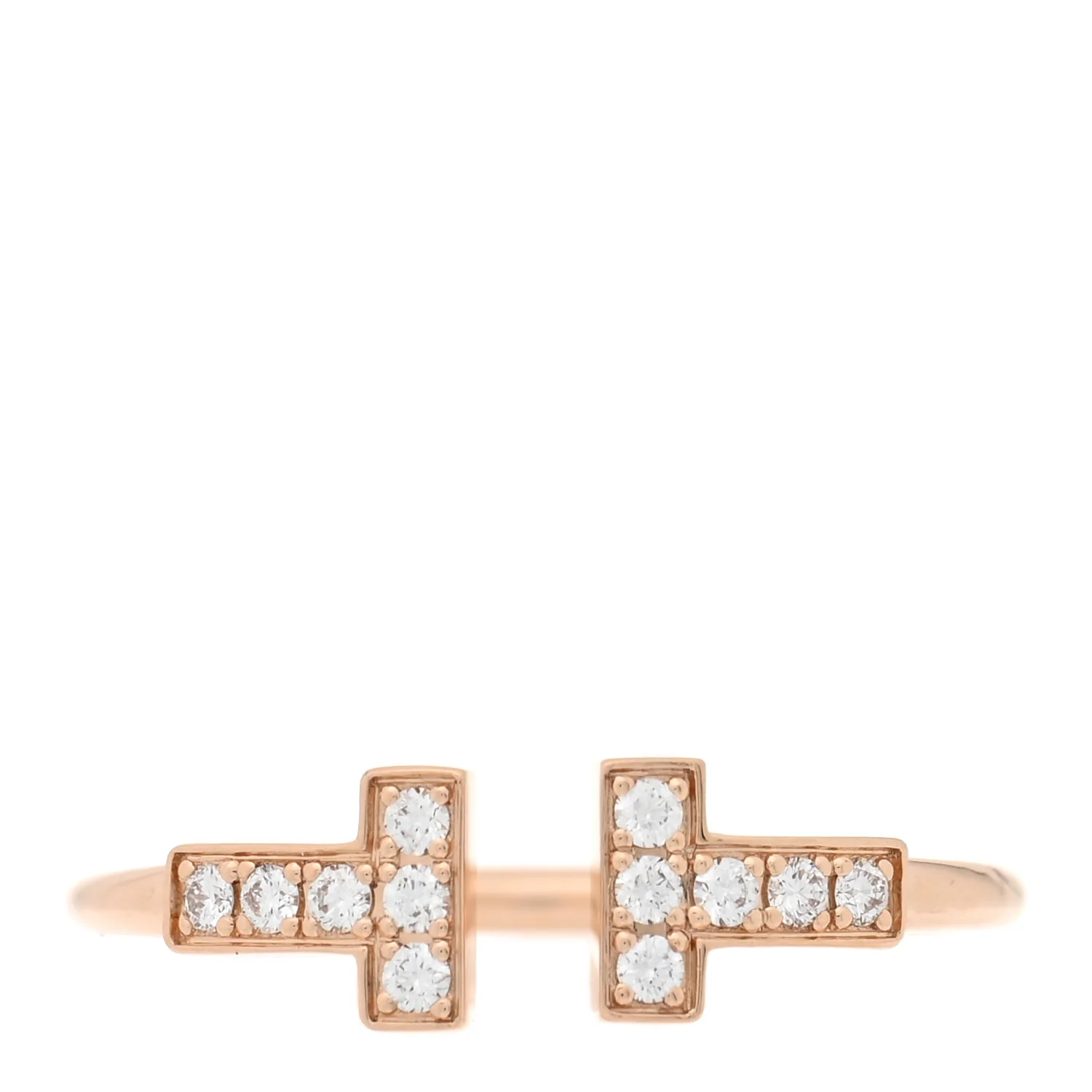 18K Rose Gold Diamond T Wire Ring 54 7