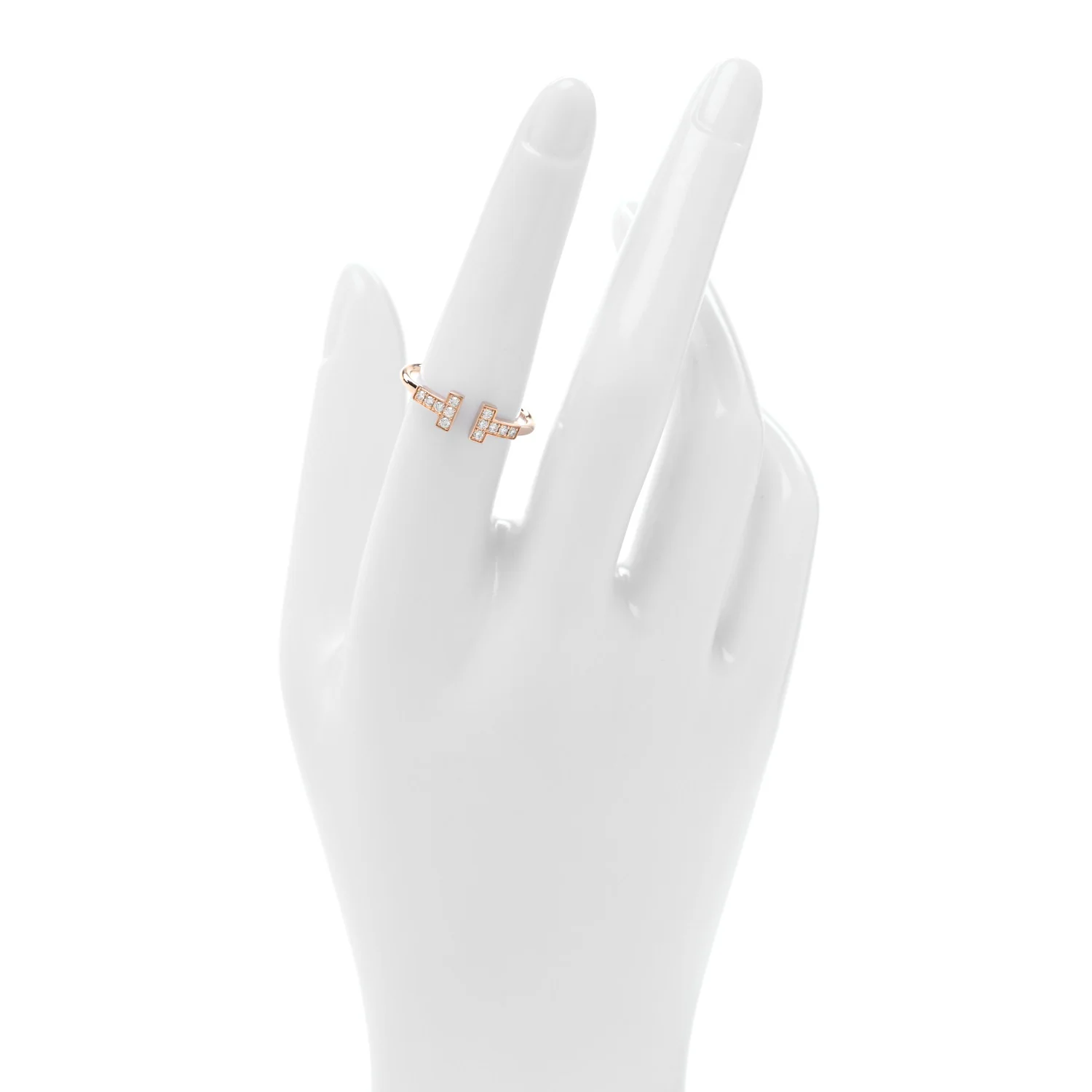 18K Rose Gold Diamond T Wire Ring 54 7 - Image 2