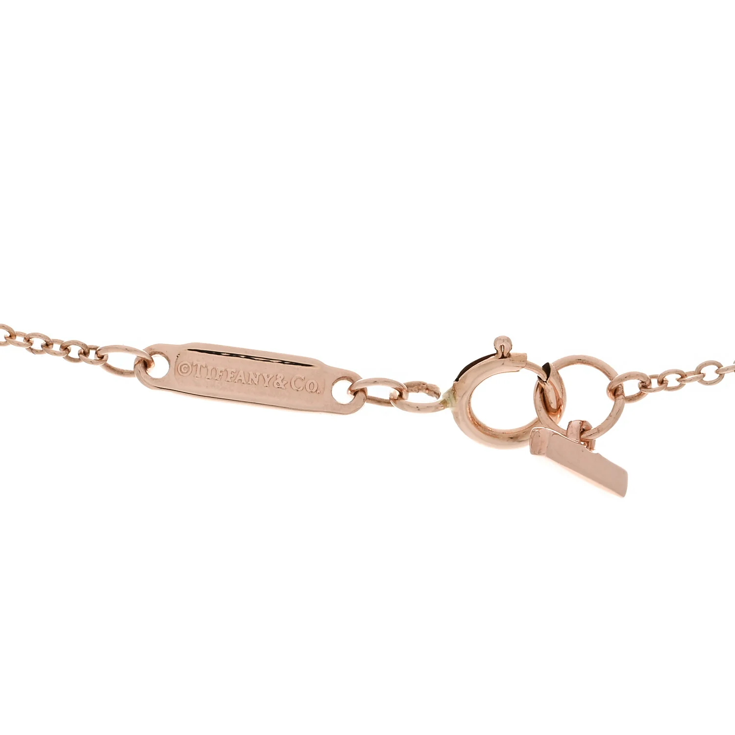 18K Rose Gold Diamond Tiffany T Two Open Vertical Bar Pendant Necklace - Image 4