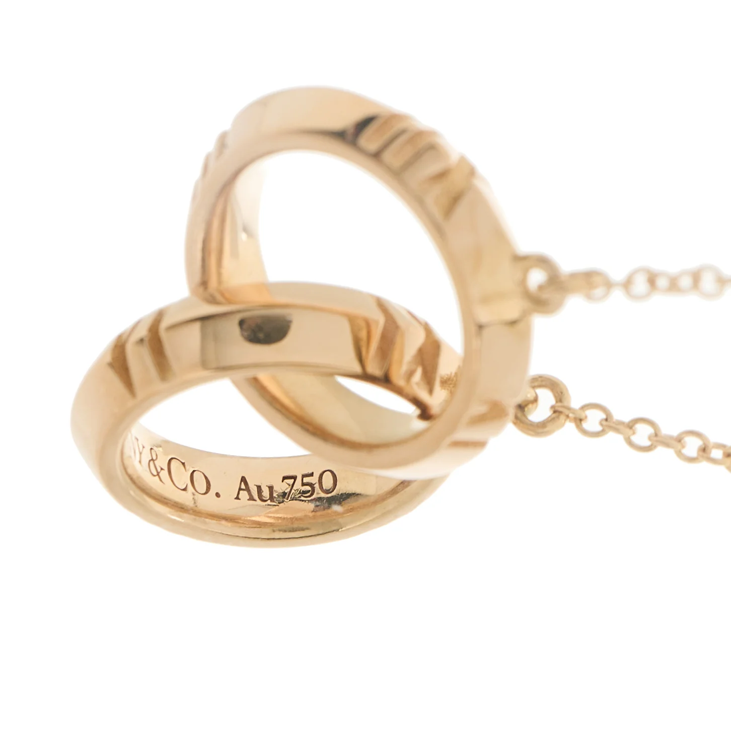 18K Rose Gold Interlocking Atlas Open Pendant Necklace - Image 5