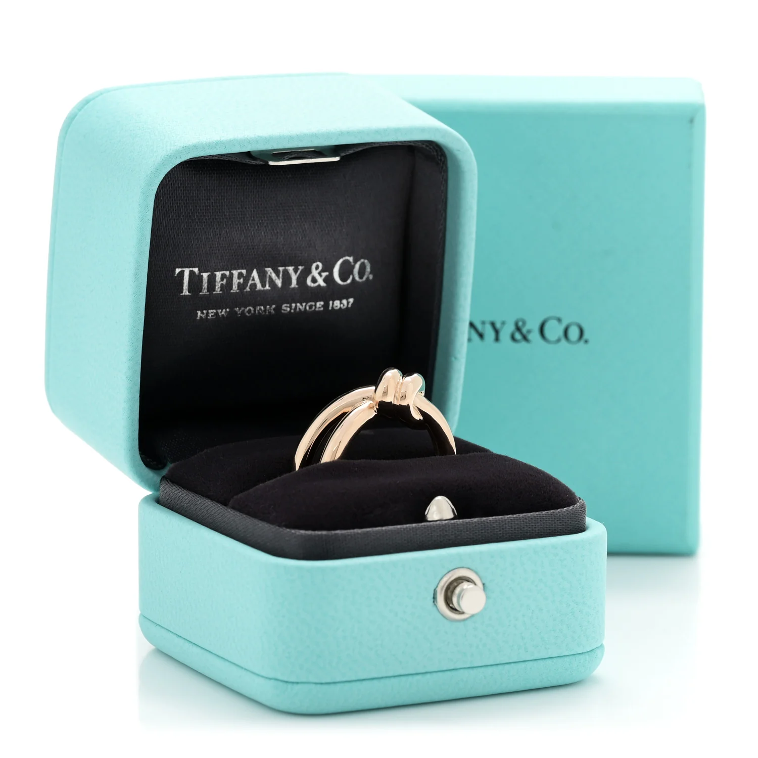 18K Rose Gold Knot Double Row Ring 49 5 - Image 5