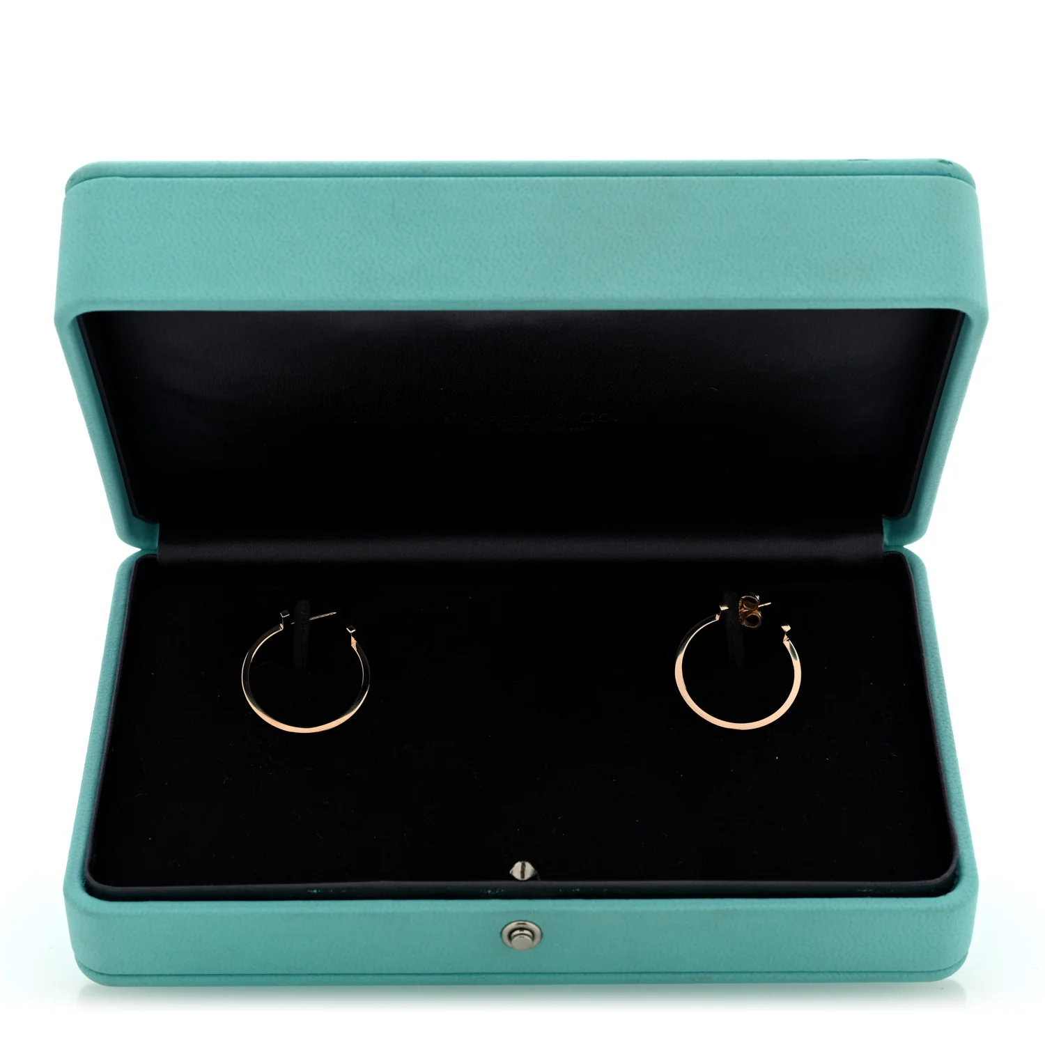 18K Rose Gold Medium T Wire Hoop Earrings - Image 5