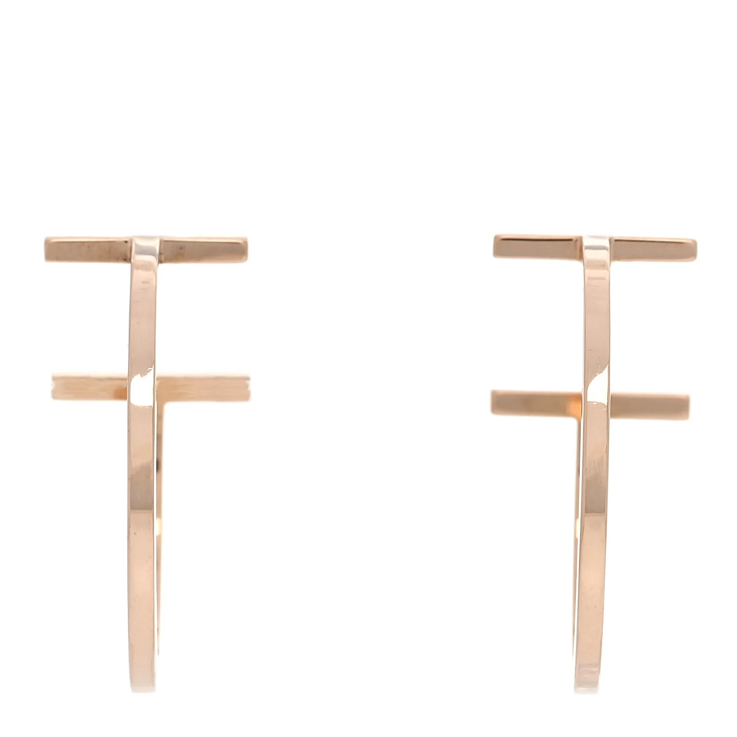 18K Rose Gold Medium T Wire Hoop Earrings