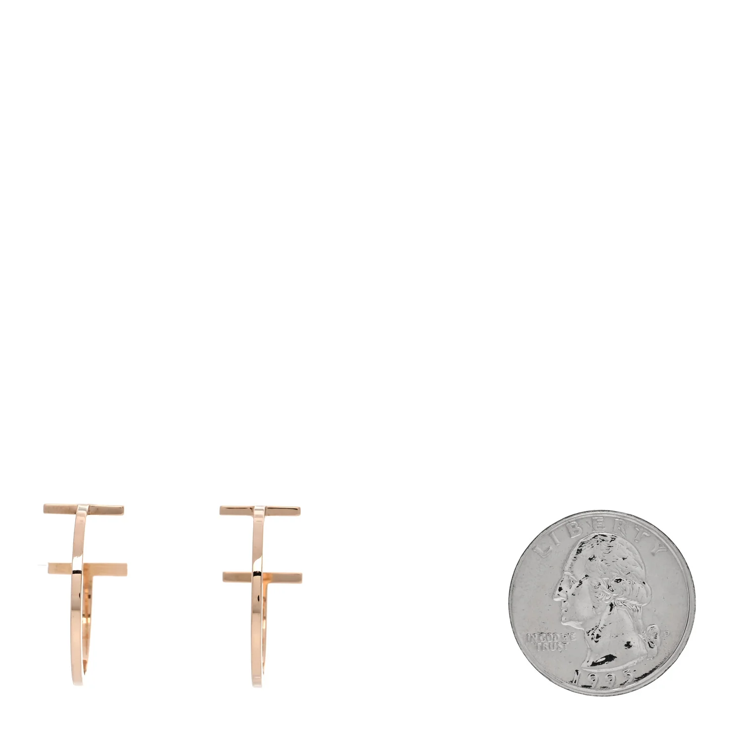 18K Rose Gold Medium T Wire Hoop Earrings - Image 2
