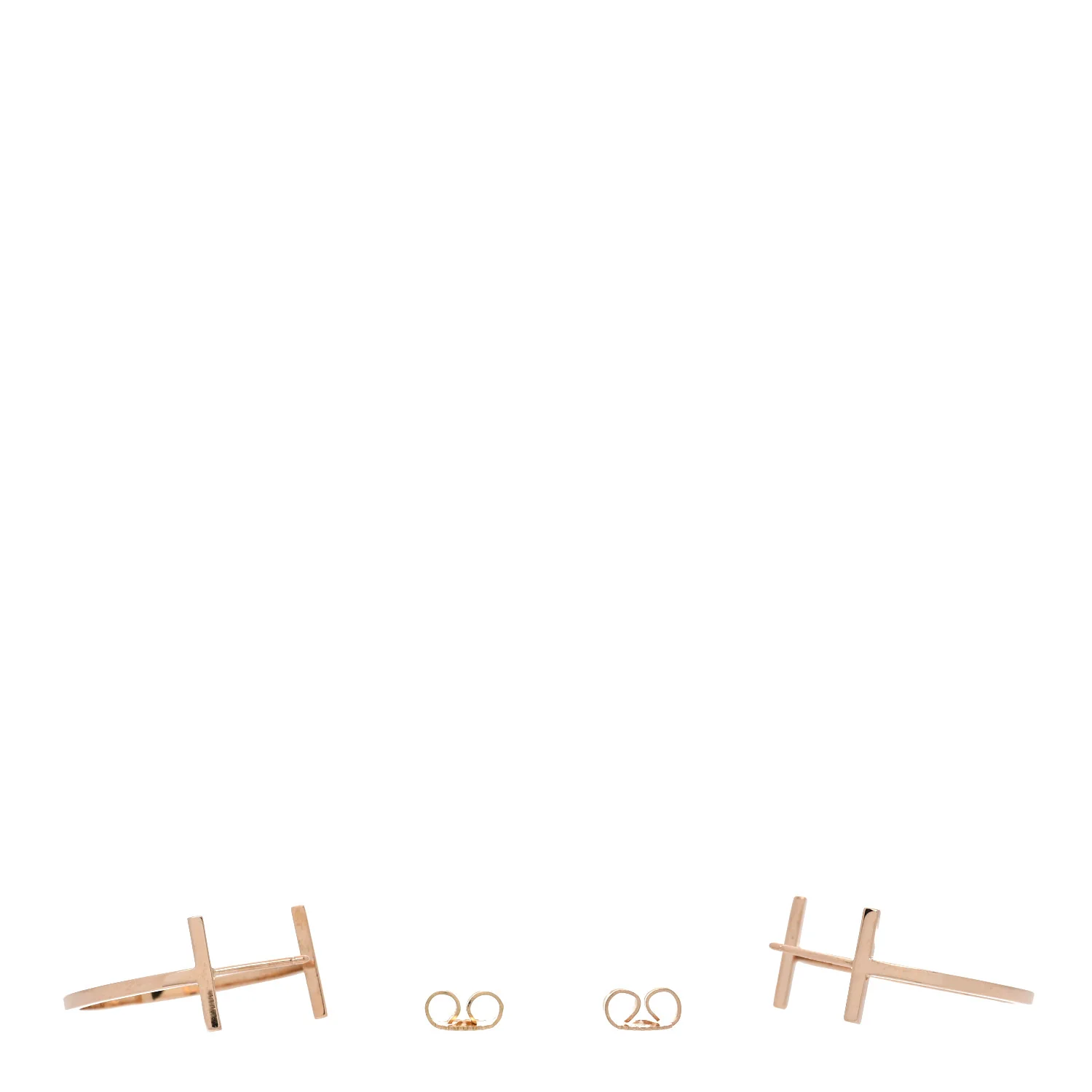 18K Rose Gold Medium T Wire Hoop Earrings - Image 3