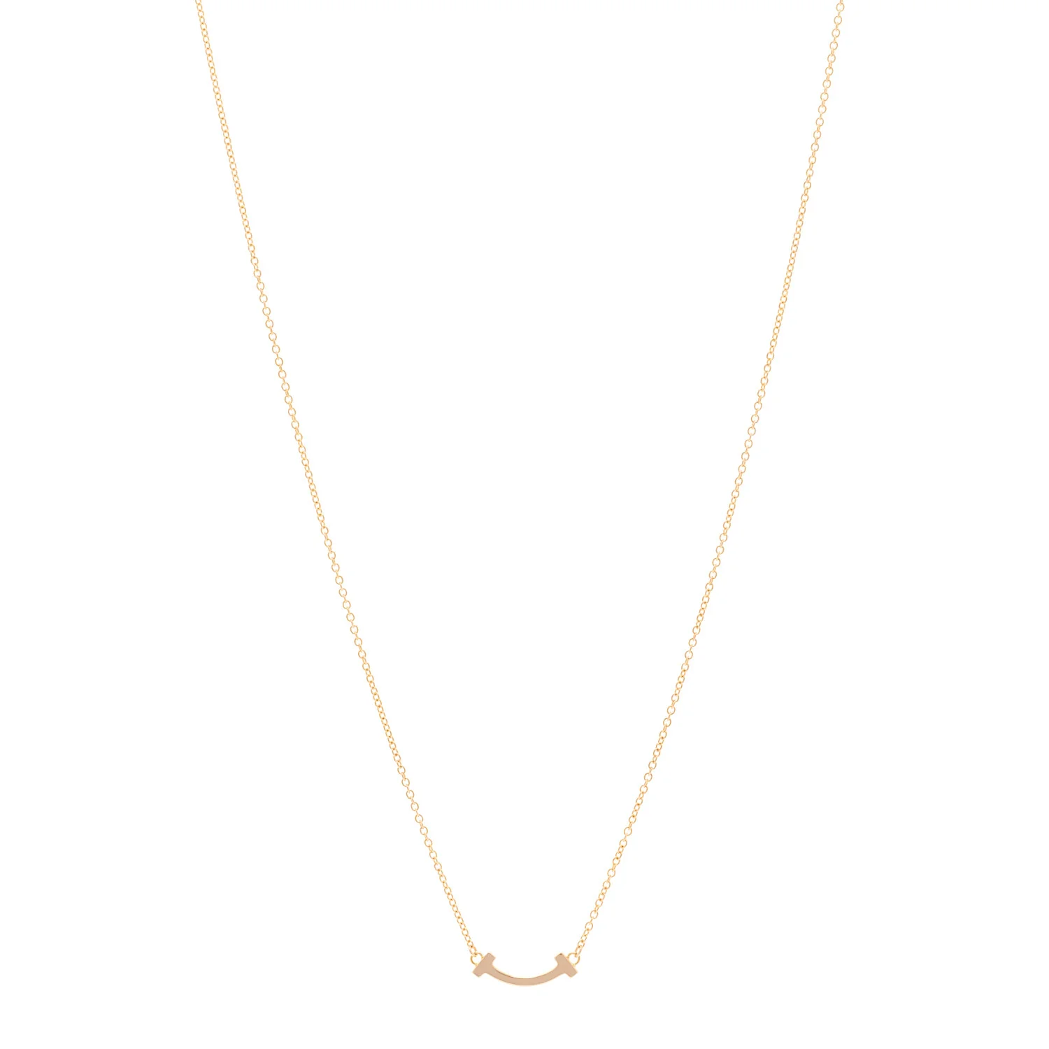18K Rose Gold Mini T Smile Pendant Necklace