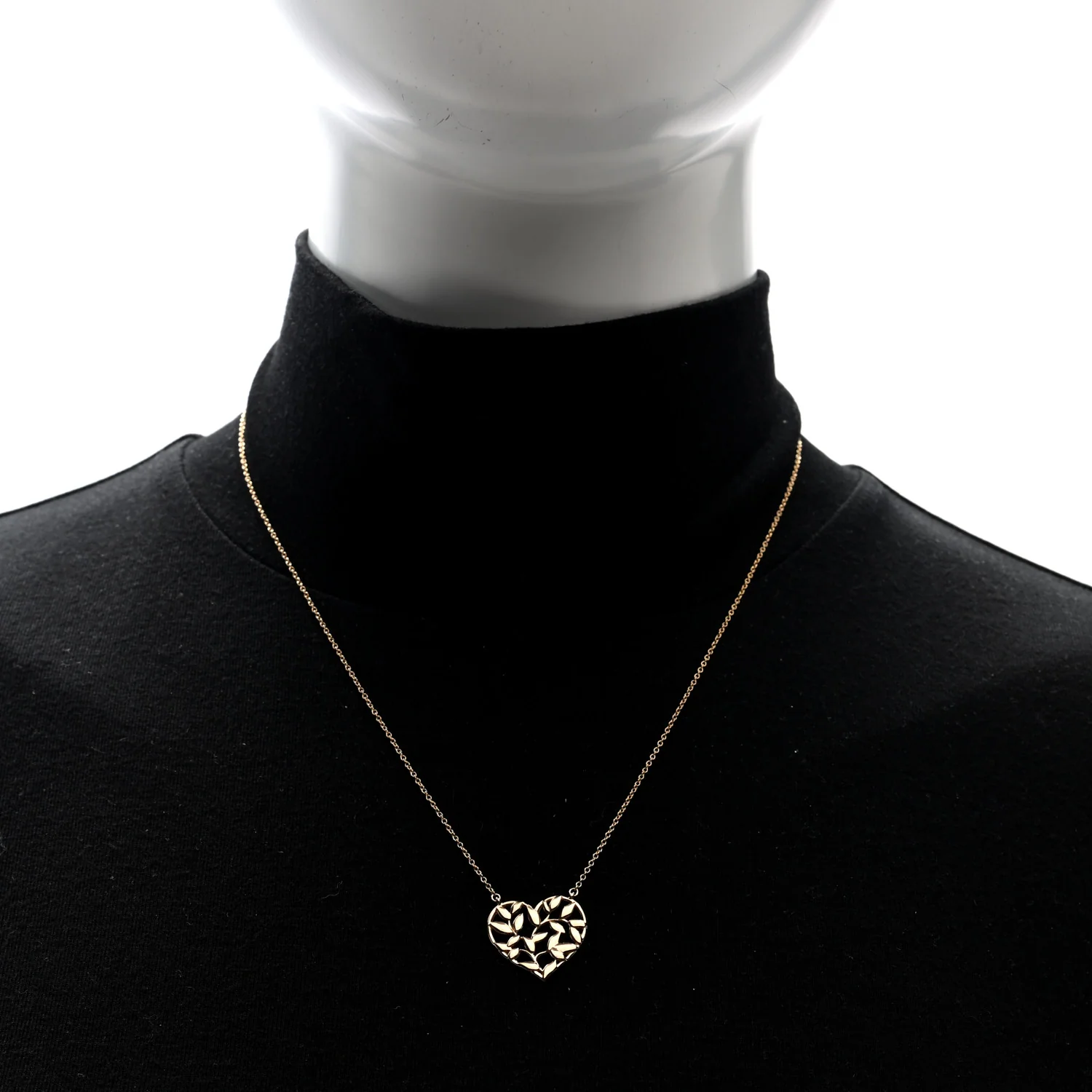 18K Rose Gold Paloma Picasso Olive Leaf Heart Pendant Necklace - Image 2