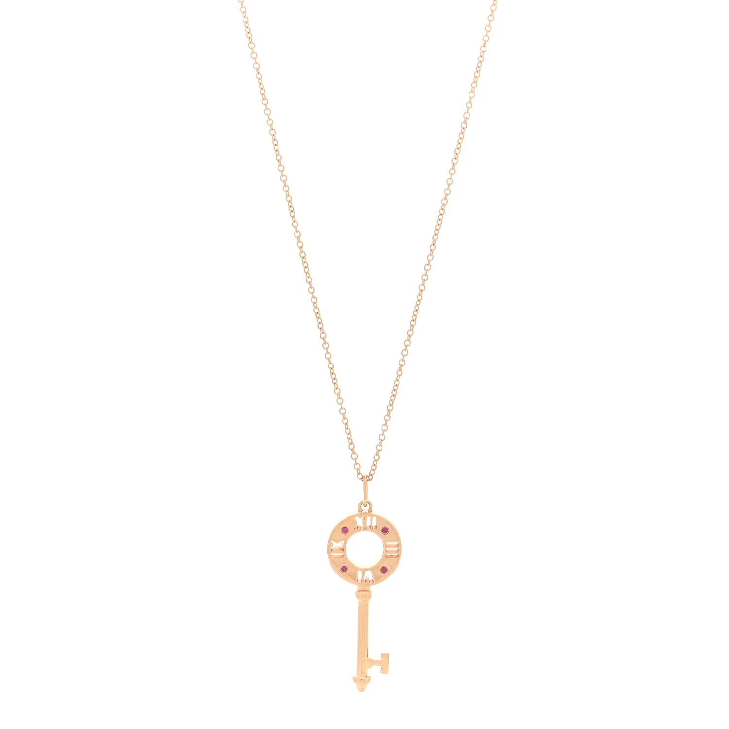 18K Rose Gold Ruby Atlas Pierced Key Pendant Necklace