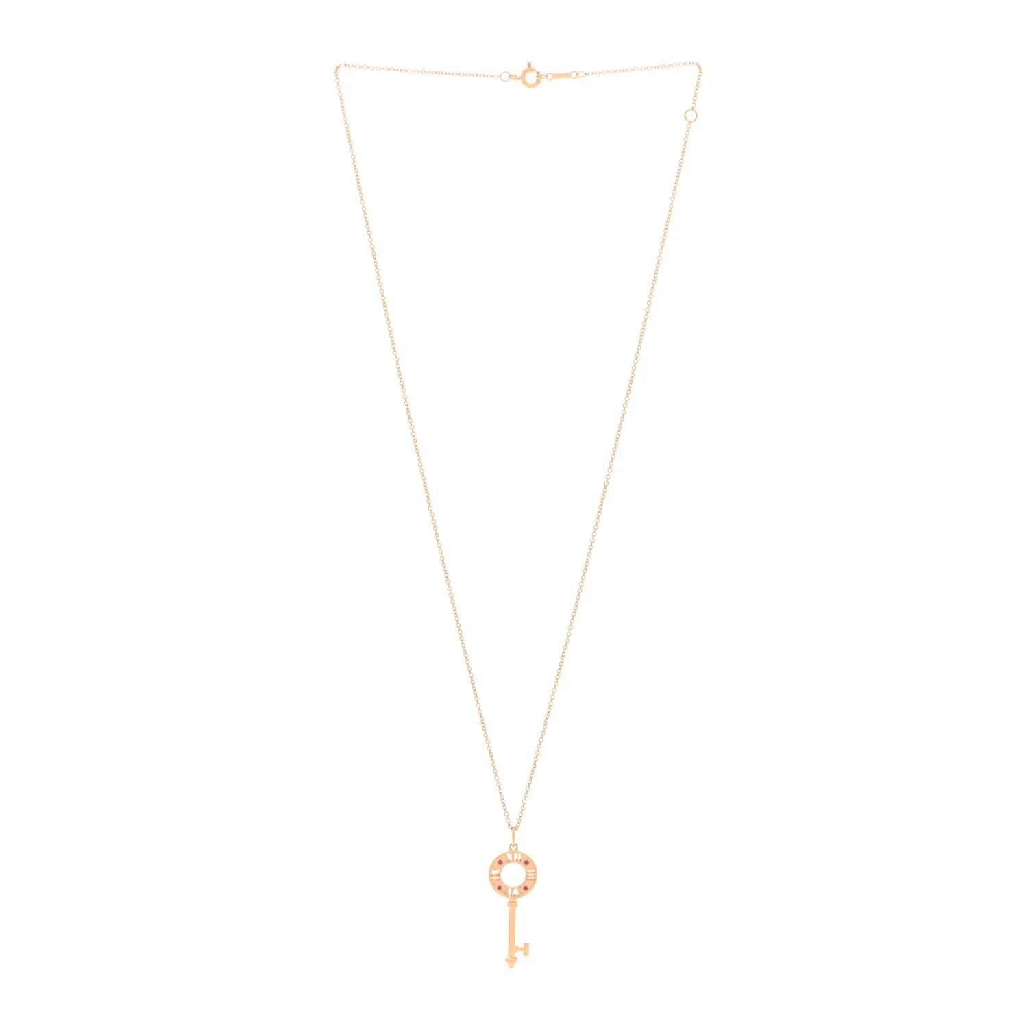 18K Rose Gold Ruby Atlas Pierced Key Pendant Necklace - Image 3