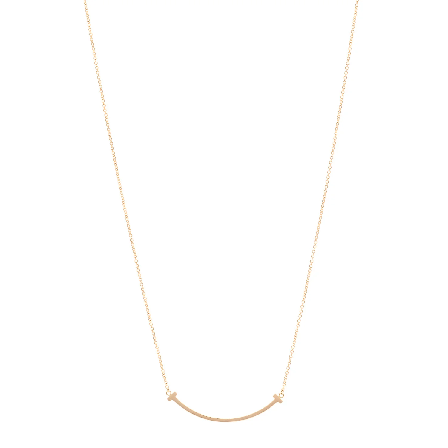 18K Rose Gold Small T Smile Pendant Necklace