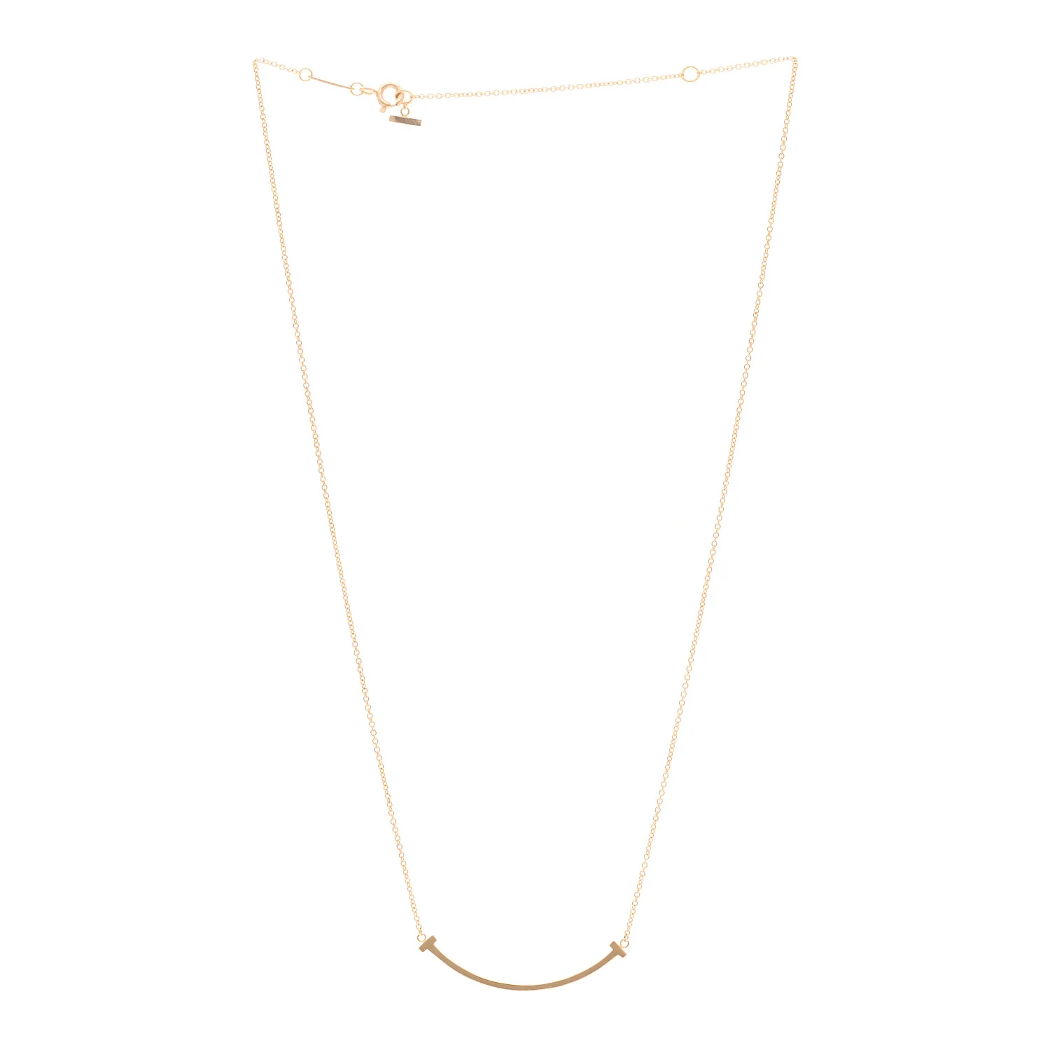 18K Rose Gold Small T Smile Pendant Necklace - Image 3