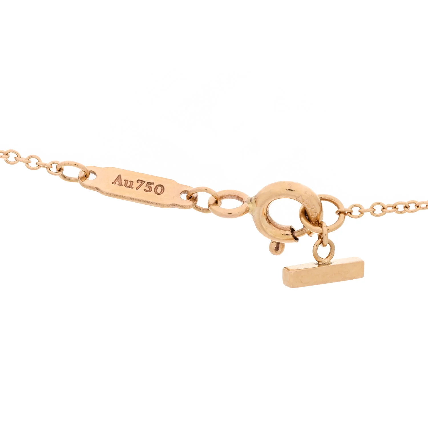 18K Rose Gold Small T Smile Pendant Necklace - Image 4