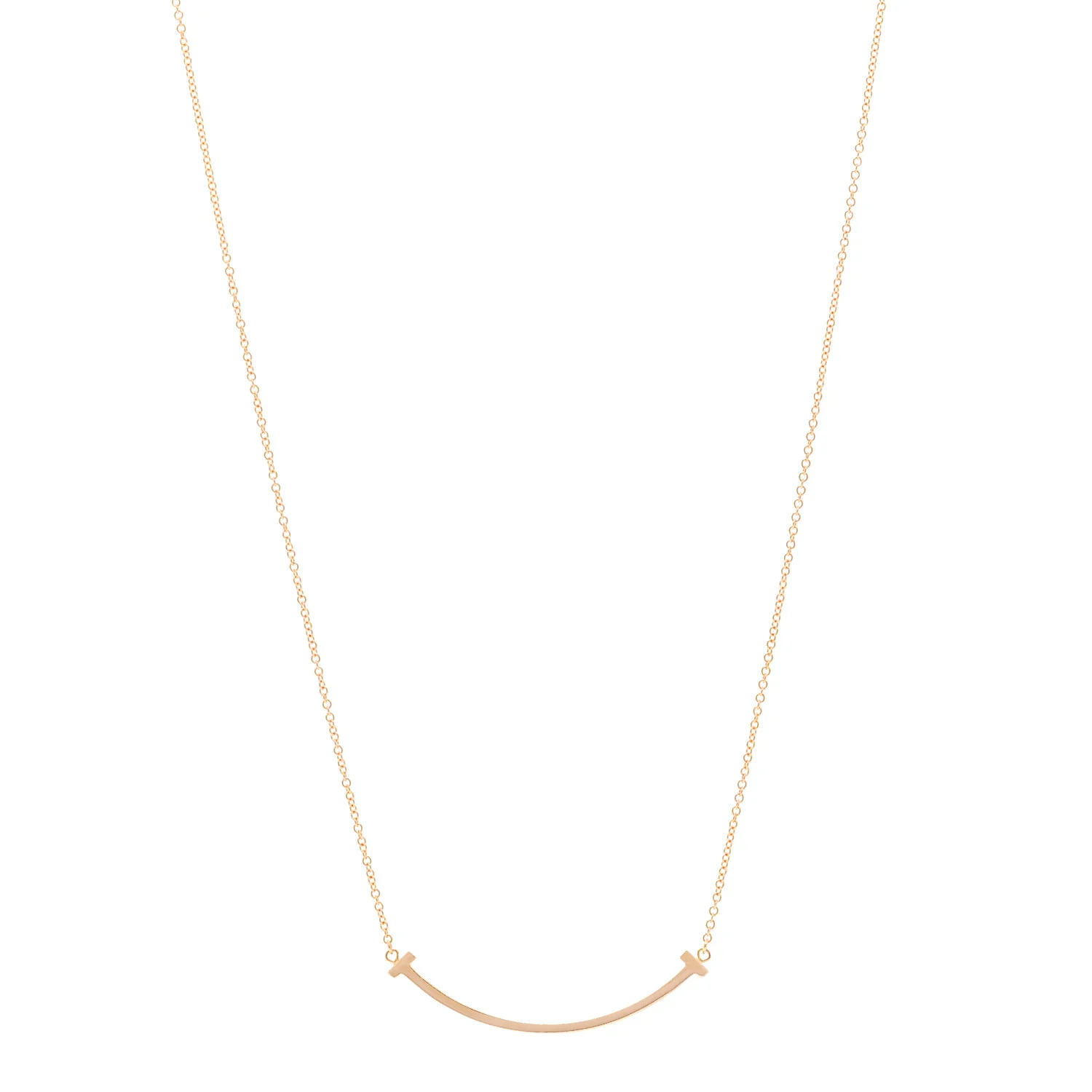 18K Rose Gold Small T Smile Pendant Necklace
