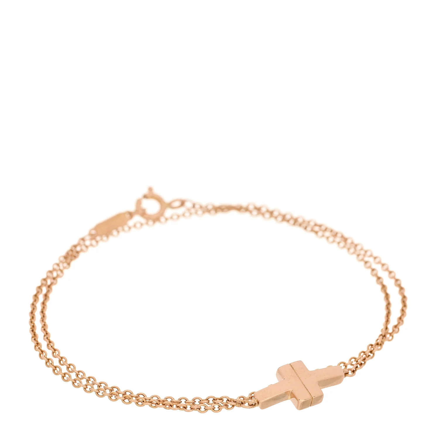 18K Rose Gold T Double Chain Bracelet