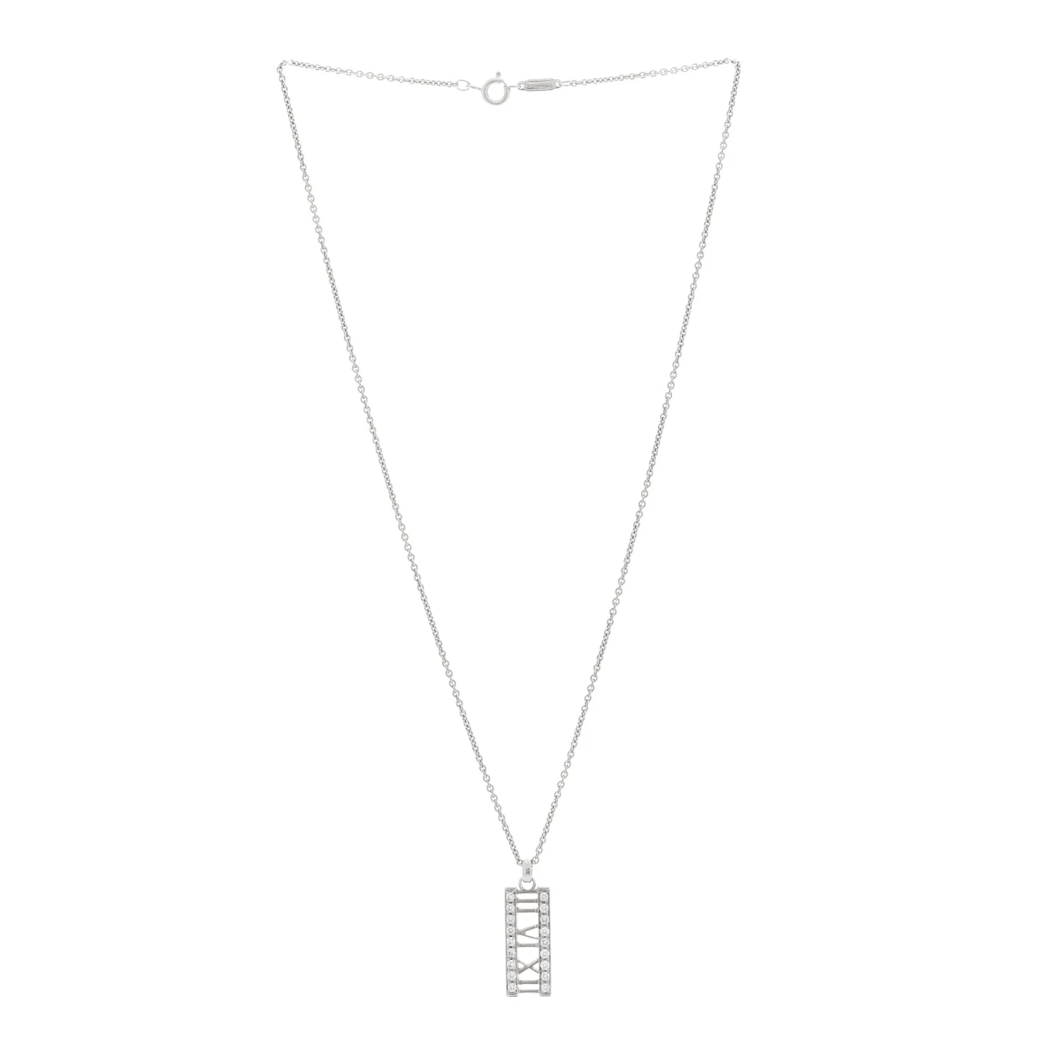 18K White Gold Diamond Atlas Bar Pendant Necklace - Image 3