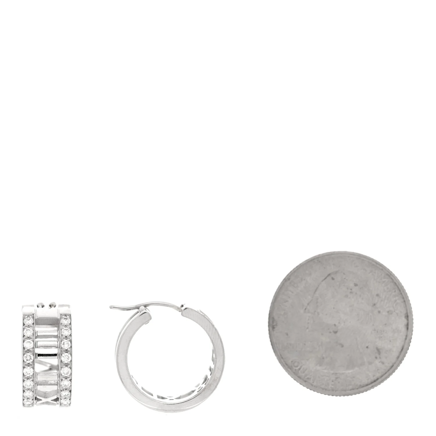 18K White Gold Diamond Atlas Open Hoop Earrings - Image 2