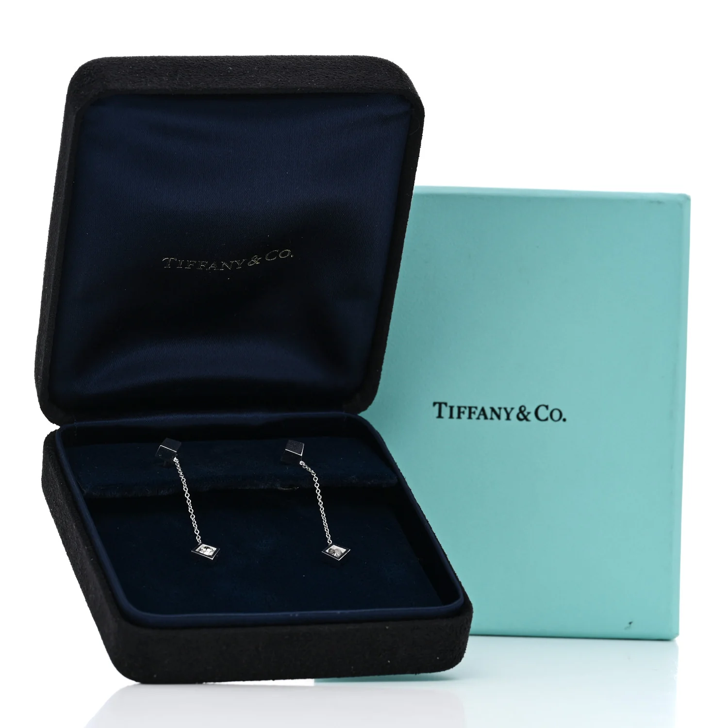 18K White Gold Diamond Frank Gehry Torque Drop Earrings - Image 4