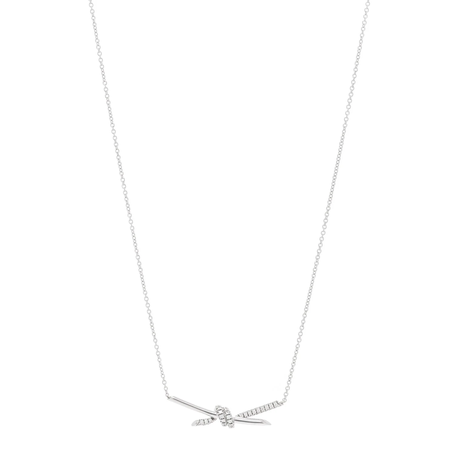 18K White Gold Diamond Knot Necklace