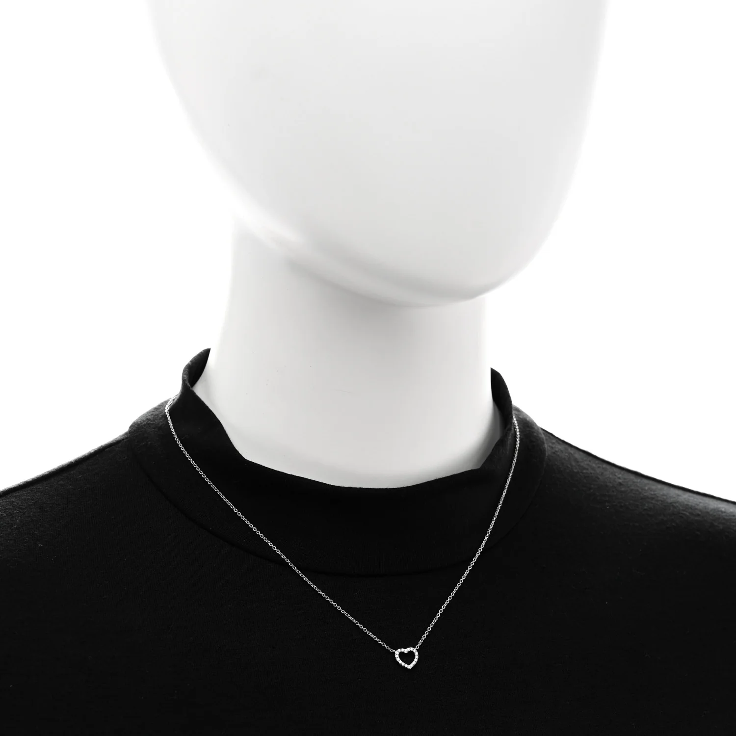 18K White Gold Diamond Metro Heart Pendant Necklace - Image 2