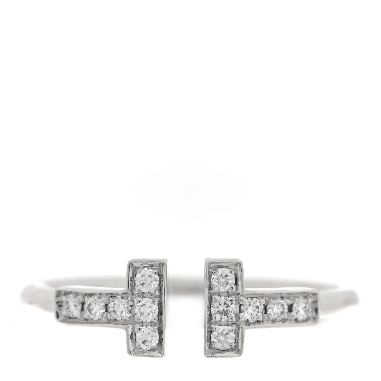 18K White Gold Diamond T Wire Ring 54 7