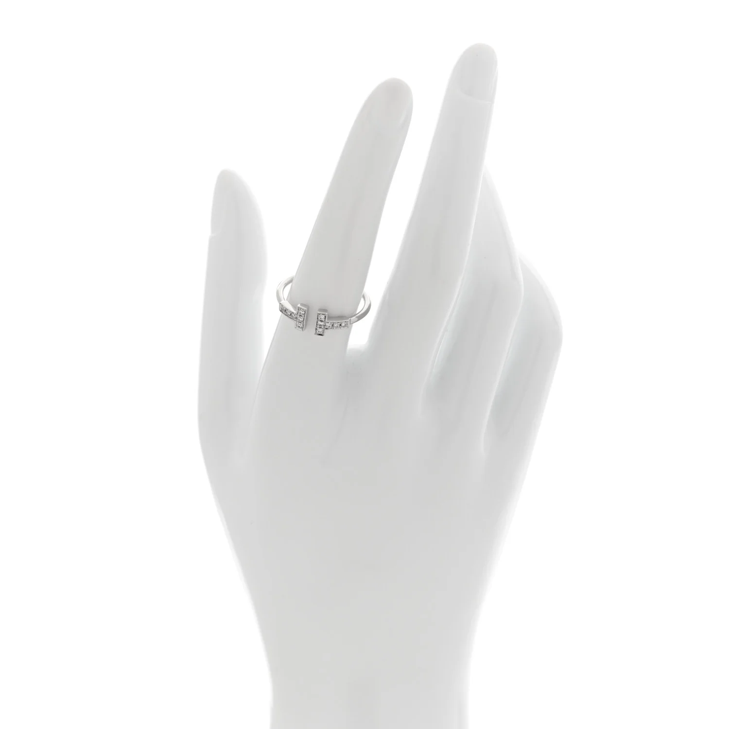 18K White Gold Diamond T Wire Ring 54 7 - Image 2
