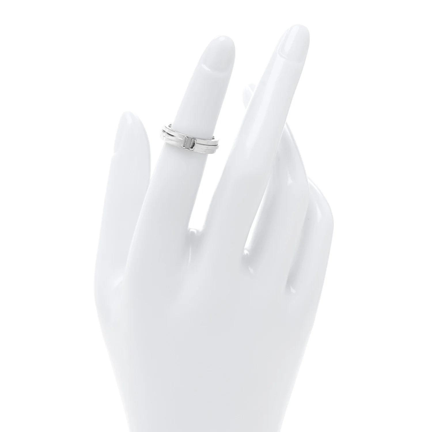 18K White Gold Narrow T Two Ring 46 3.75 - Image 2