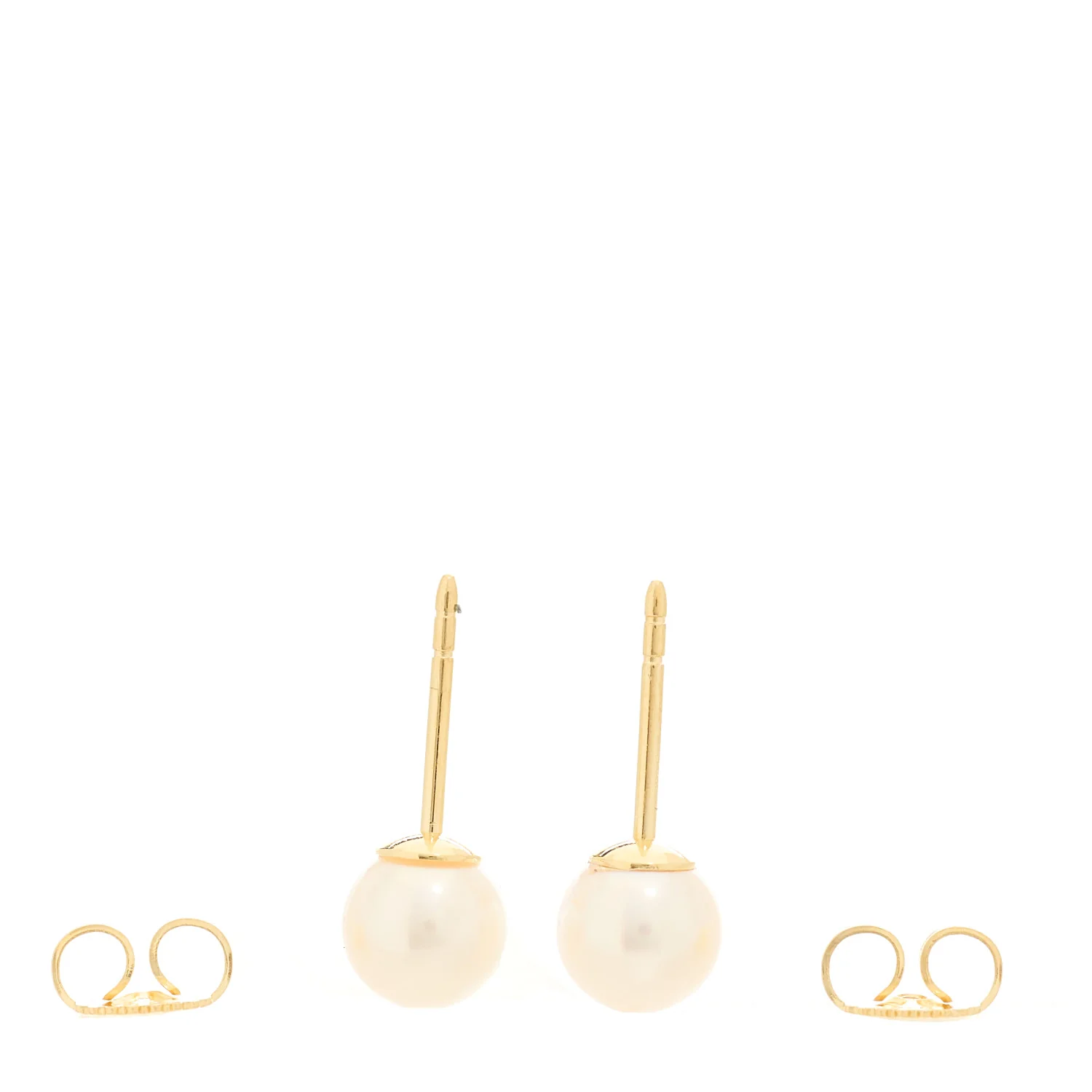 18K Yellow Gold Akoya Cultured Pearl 6-6.5mm Earrings - Image 3