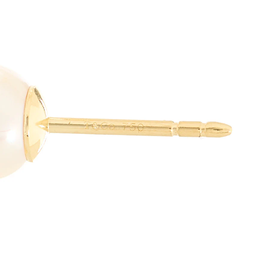 18K Yellow Gold Akoya Cultured Pearl 6-6.5mm Earrings - Image 4