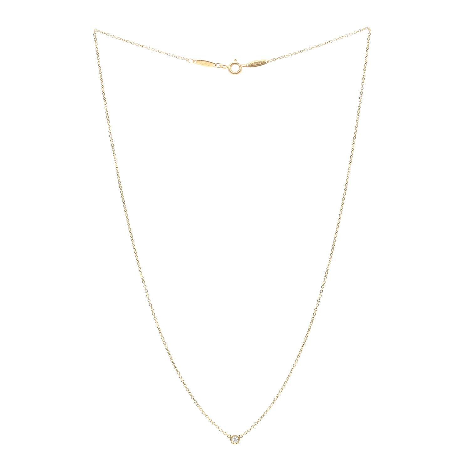 18K Yellow Gold Diamond .05ct Elsa Peretti Diamonds by the Yard Pendant Necklace - Image 3