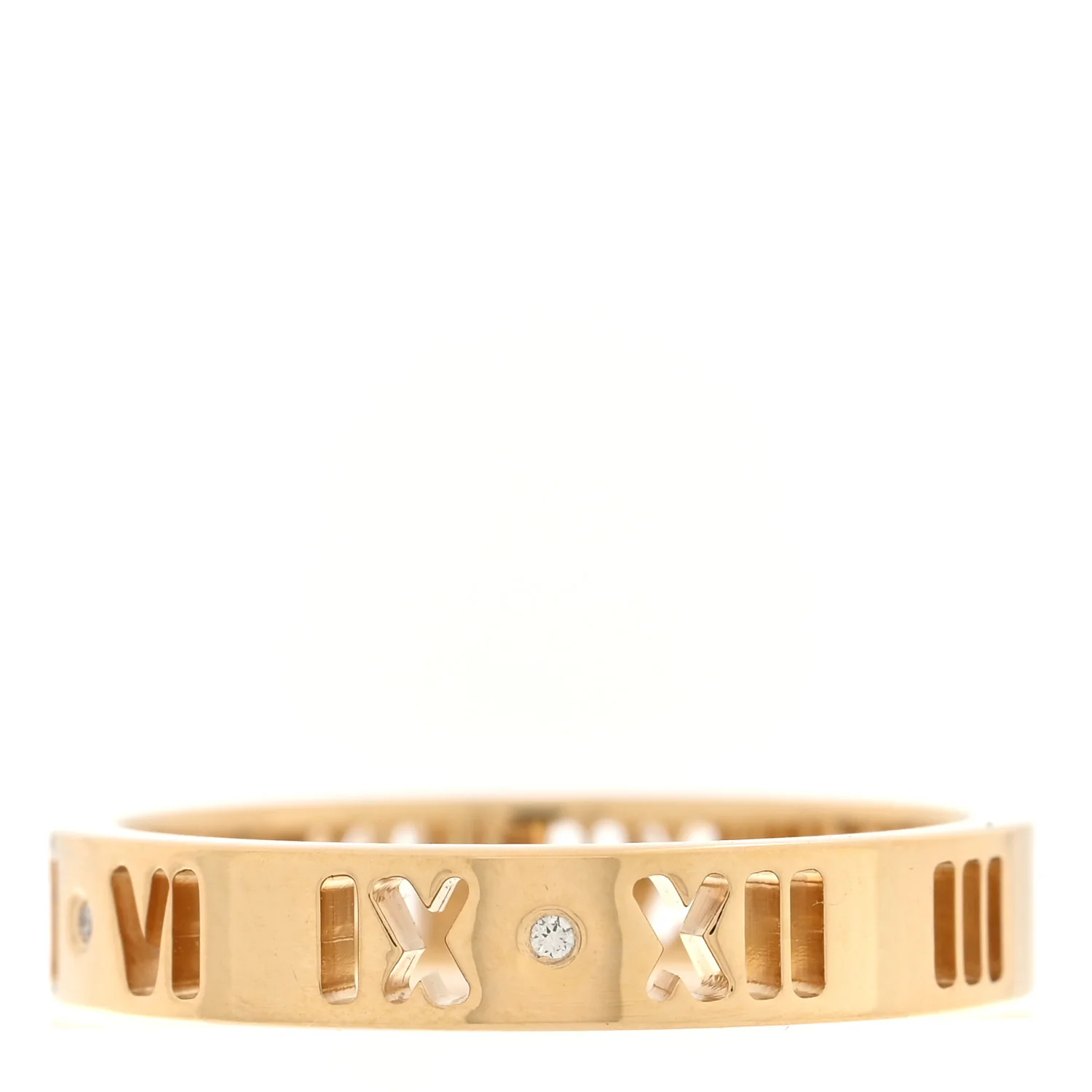 18K Yellow Gold Diamond Narrow Atlas Pierced Ring 53 6.5 - Image 3