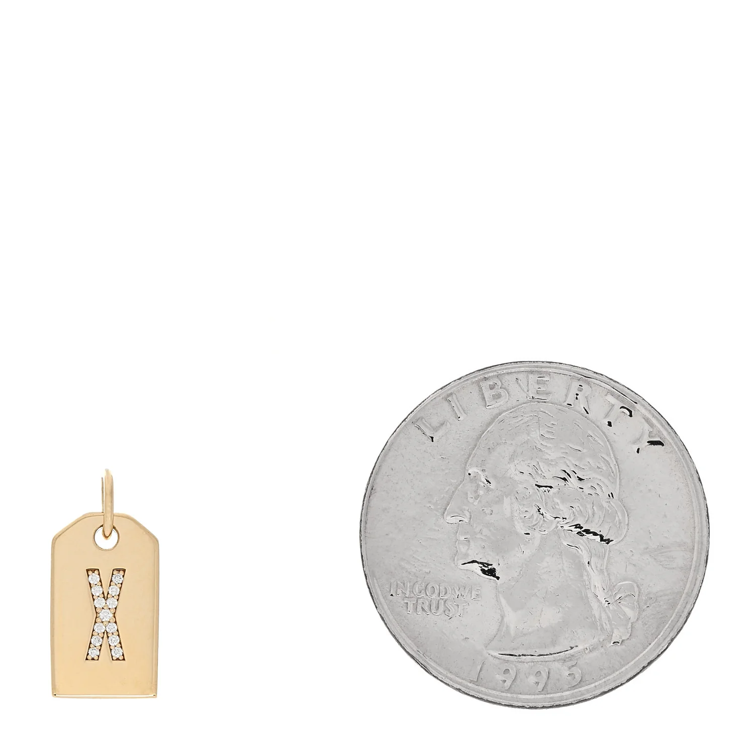 18K Yellow Gold Diamond Tag Letter X Charm - Image 2