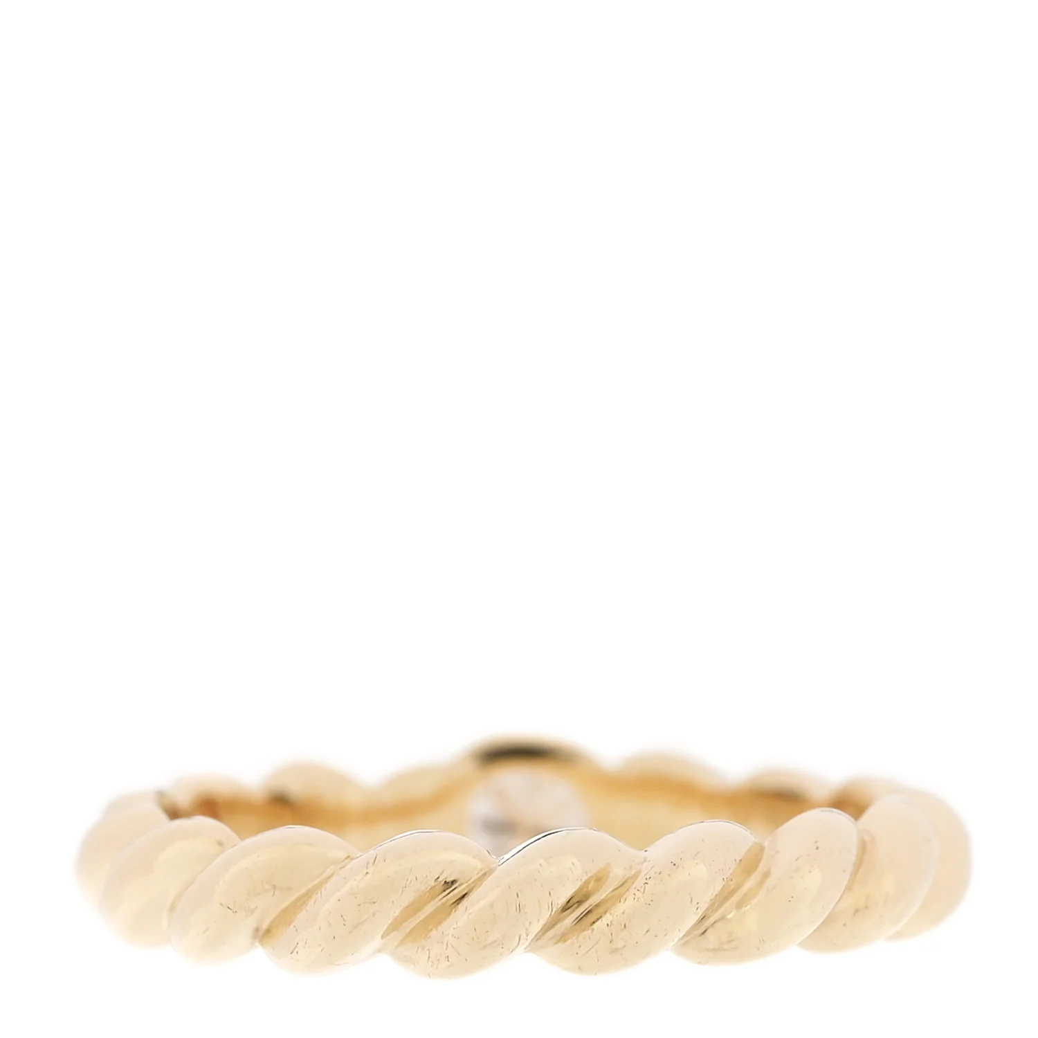18K Yellow Gold Diamond Twisted Rope Ring 48 4.5 - Image 3