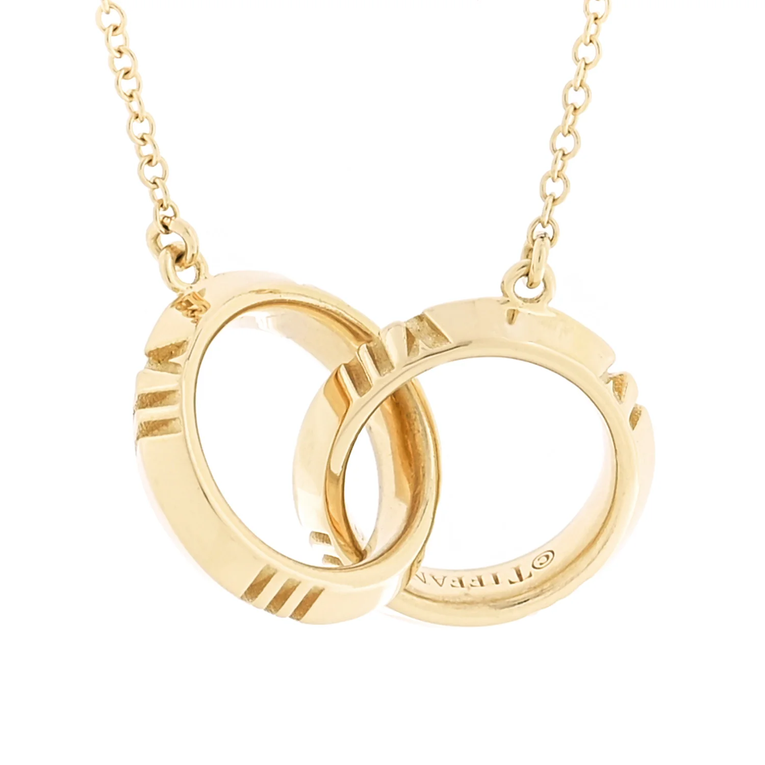 18K Yellow Gold Interlocking Atlas Open Pendant Necklace - Image 4