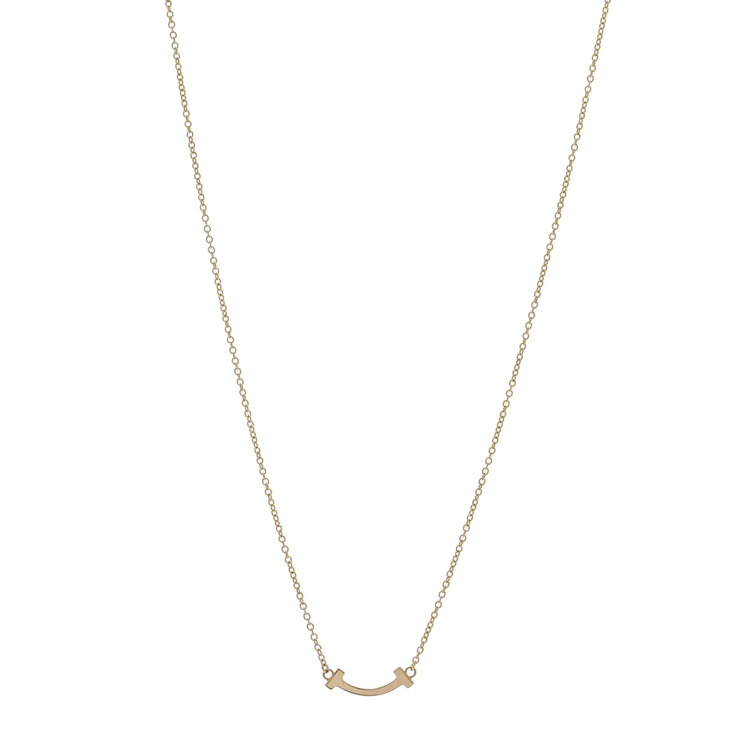 18K Yellow Gold Mini T Smile Pendant Necklace