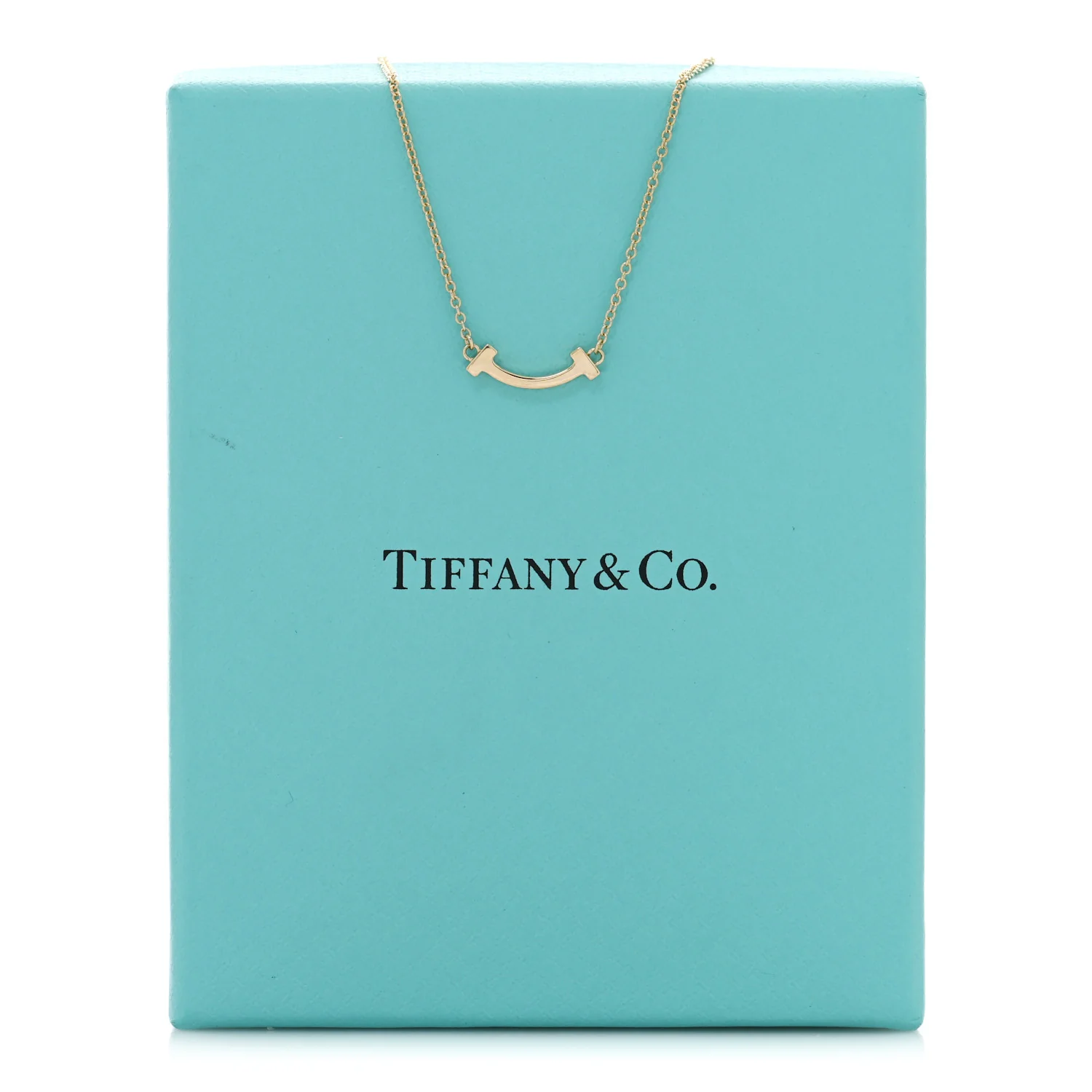 18K Yellow Gold Mini T Smile Pendant Necklace - Image 5