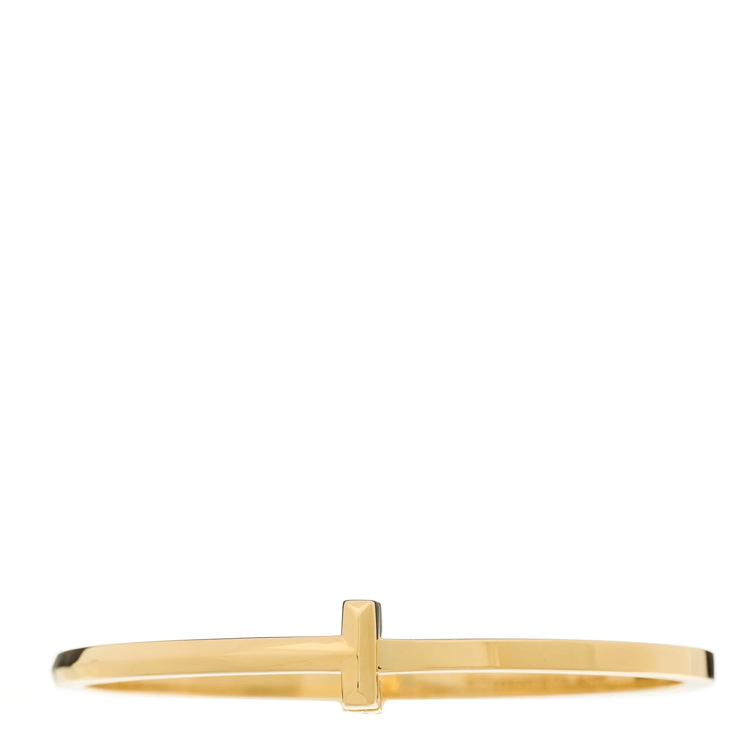 18K Yellow Gold Narrow T T1 Hinged Bangle Bracelet