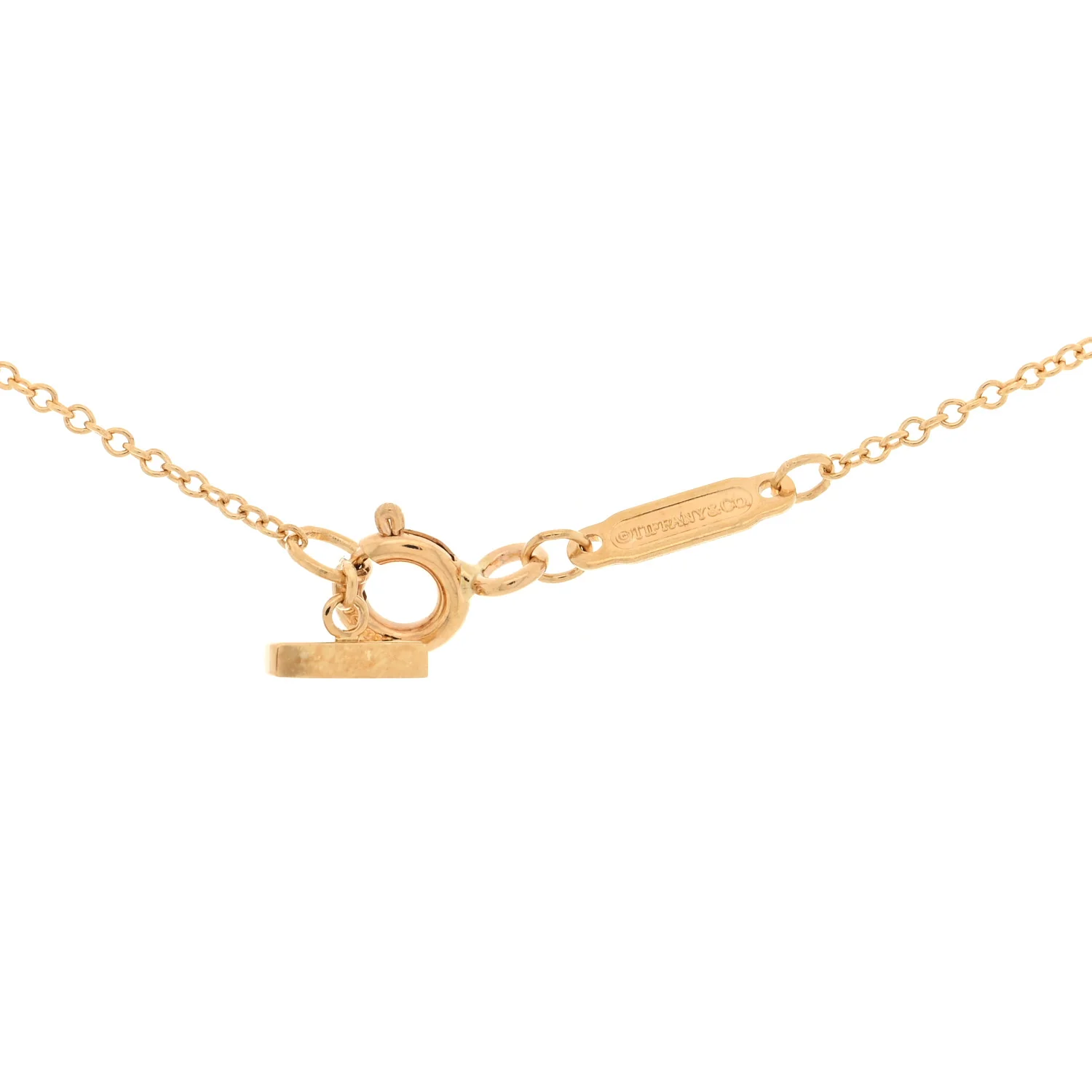 18K Yellow Gold Small T Smile Pendant Necklace - Image 4