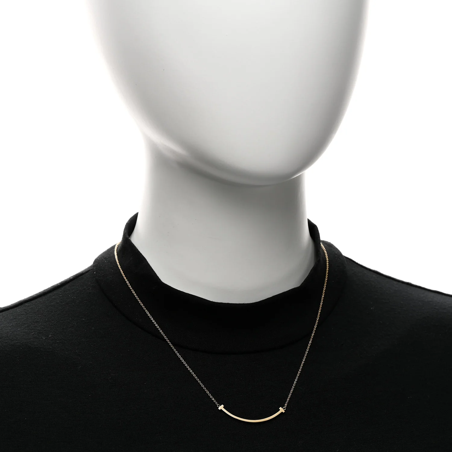 18K Yellow Gold Small T Smile Pendant Necklace - Image 2