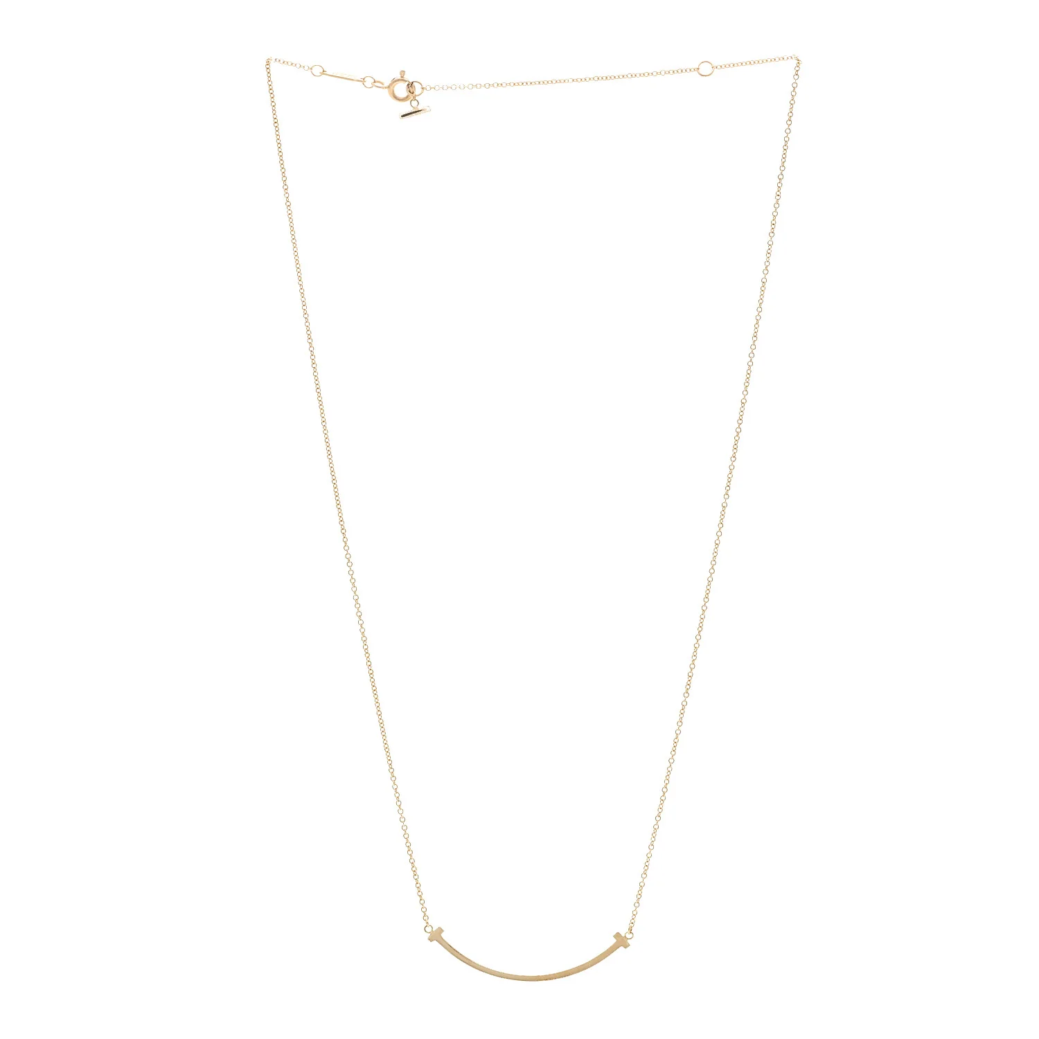 18K Yellow Gold Small T Smile Pendant Necklace - Image 3