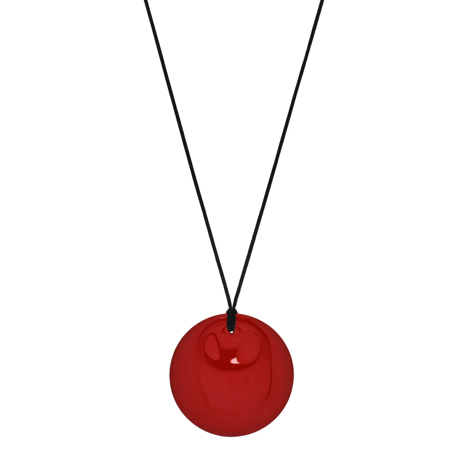 Lacquer Hardwood Elsa Peretti Round Pendant Cord Necklace Red