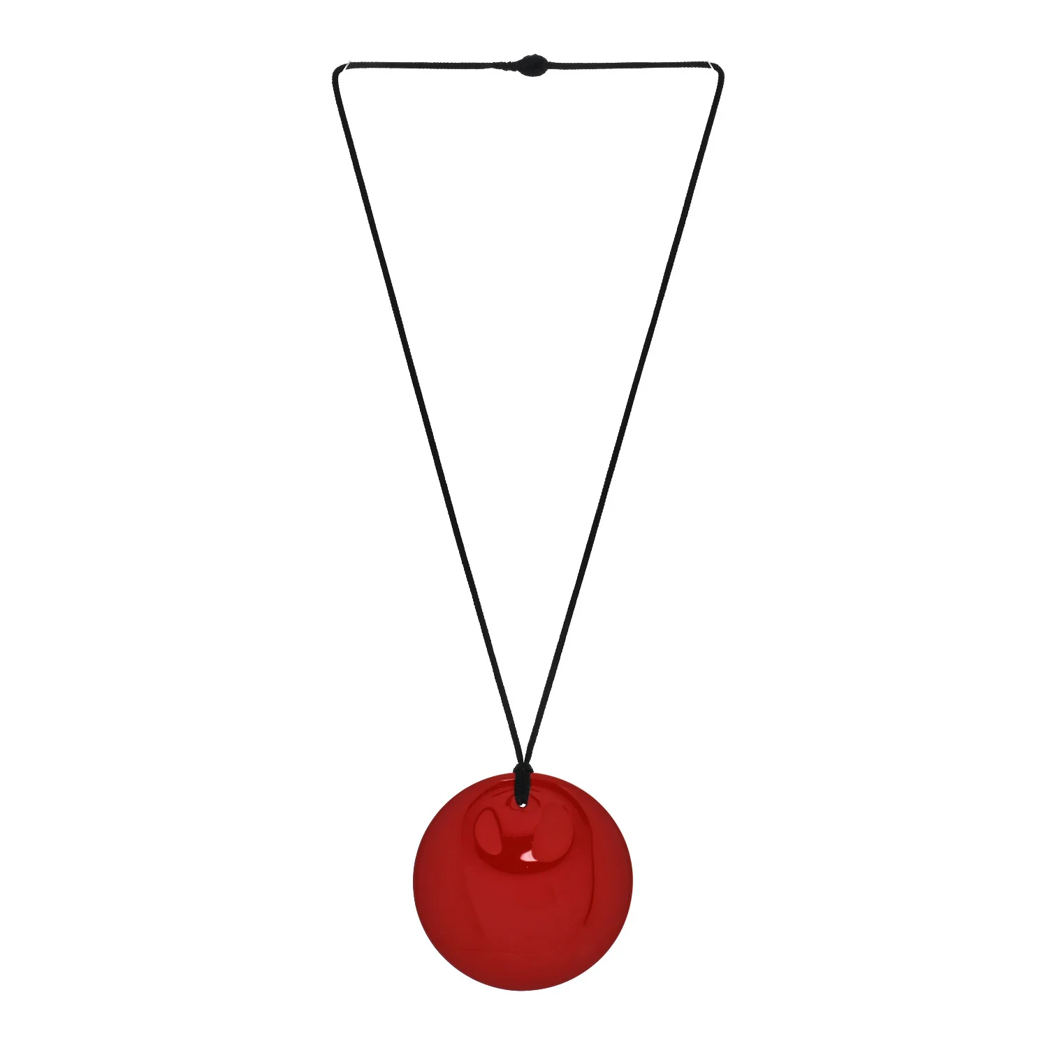 Lacquer Hardwood Elsa Peretti Round Pendant Cord Necklace Red - Image 2